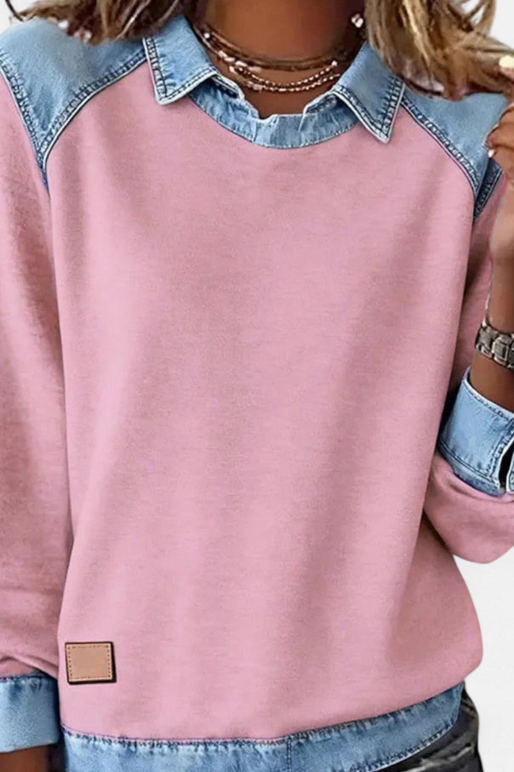 Denim-knit sweater