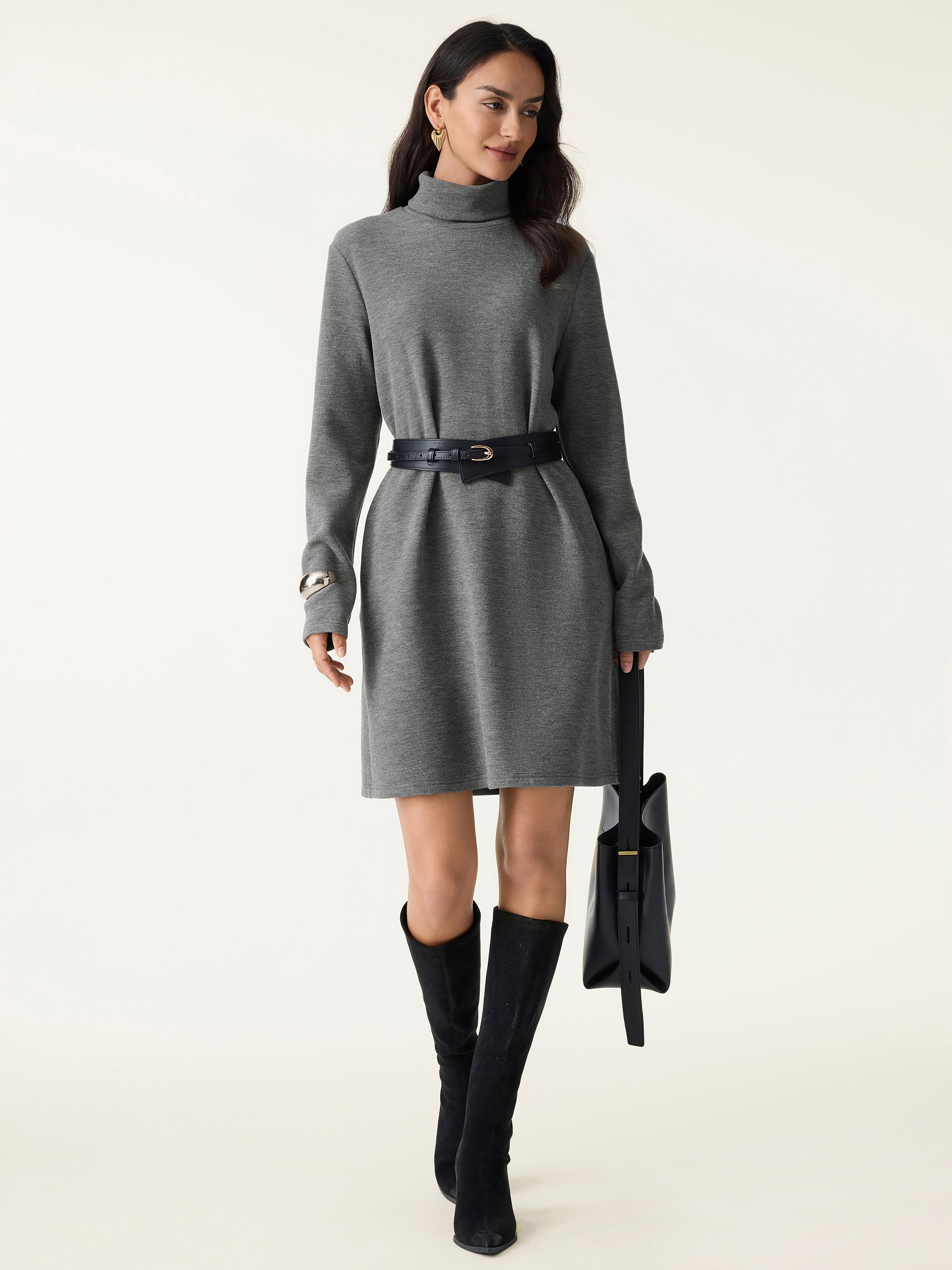 Jero™ | Cozy Warm Turtleneck Mini Dress