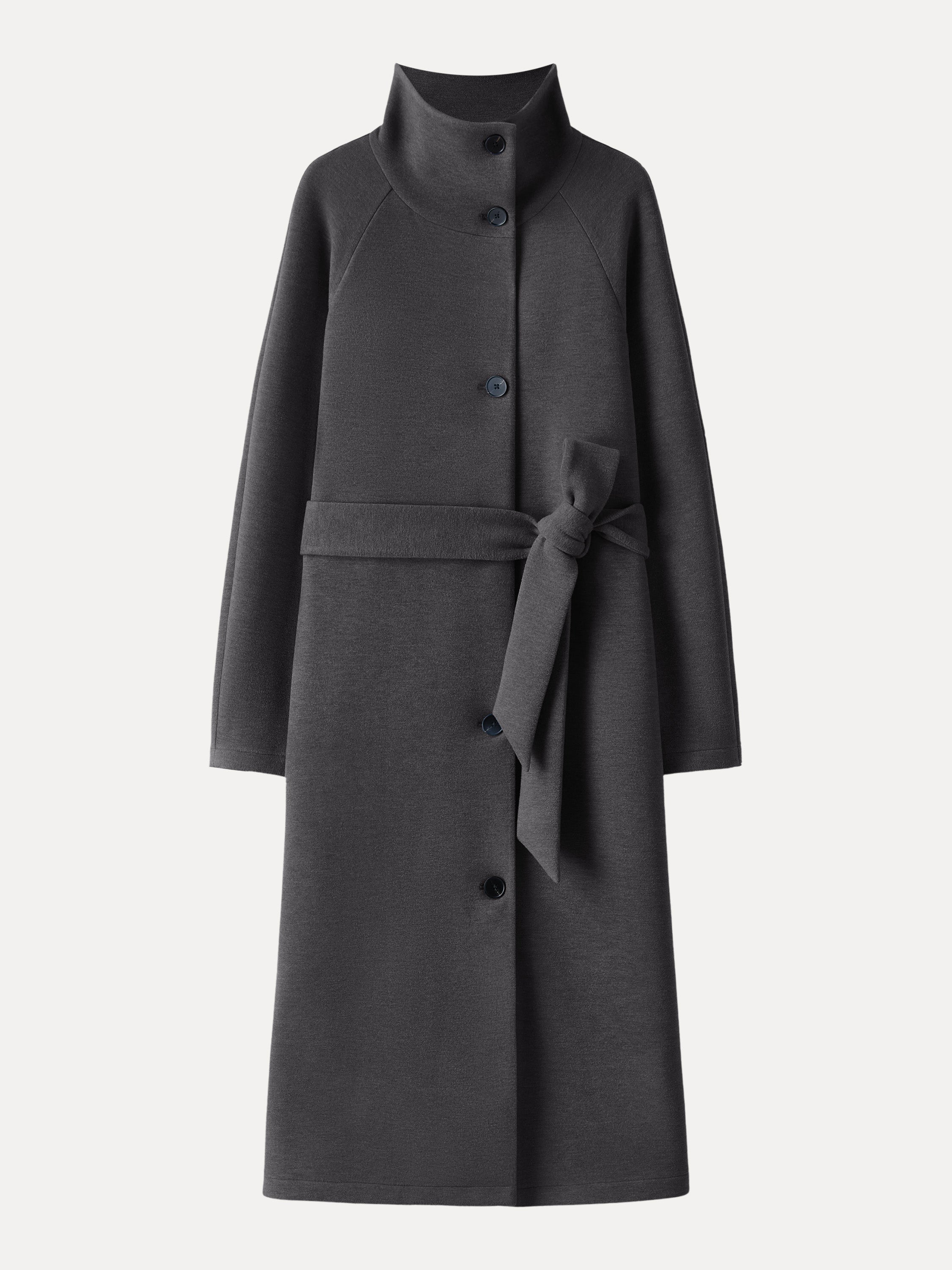 Jero™ |  Belted Tunnel Neck Button Front Coat