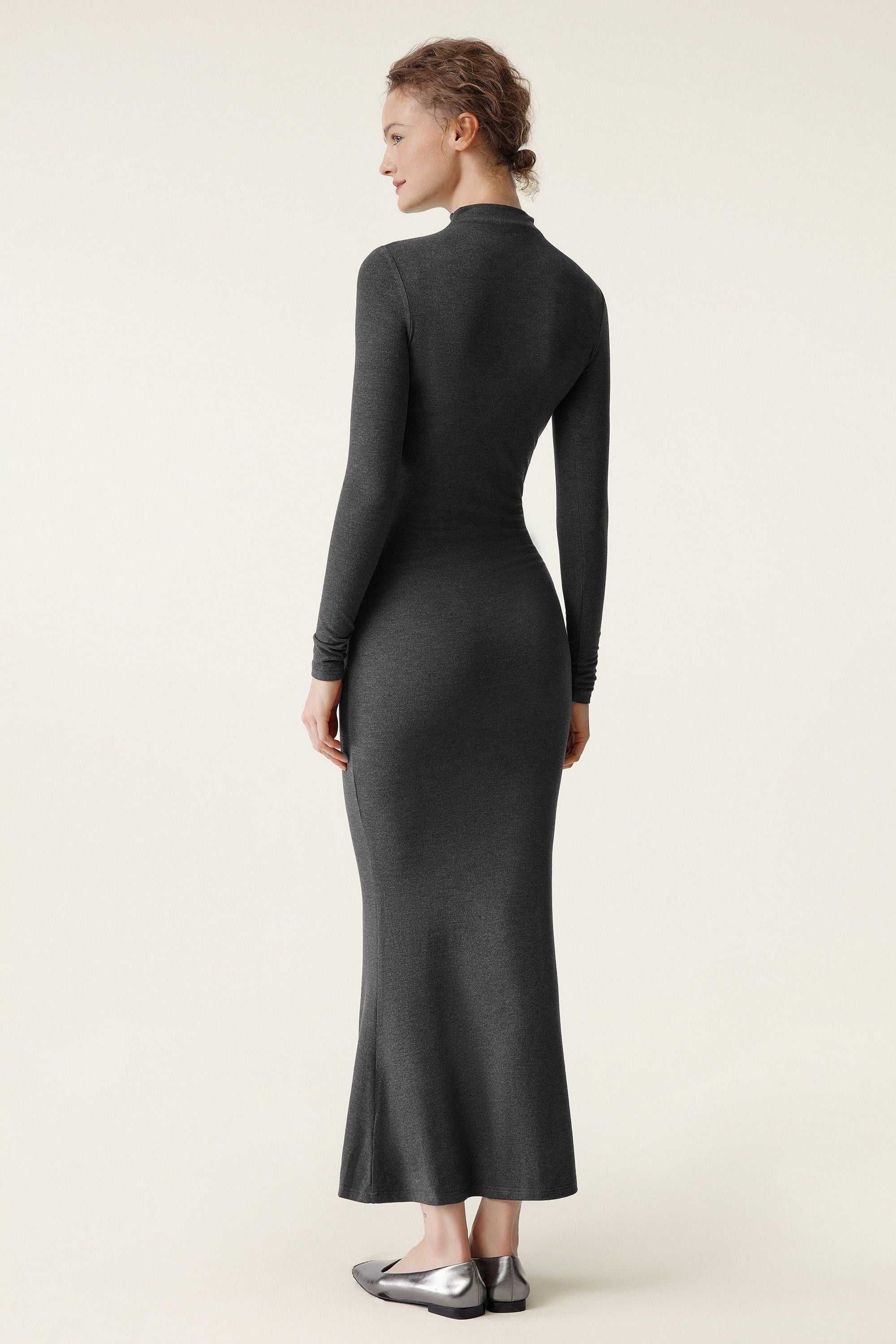 Mock Neck Fishtail Dress