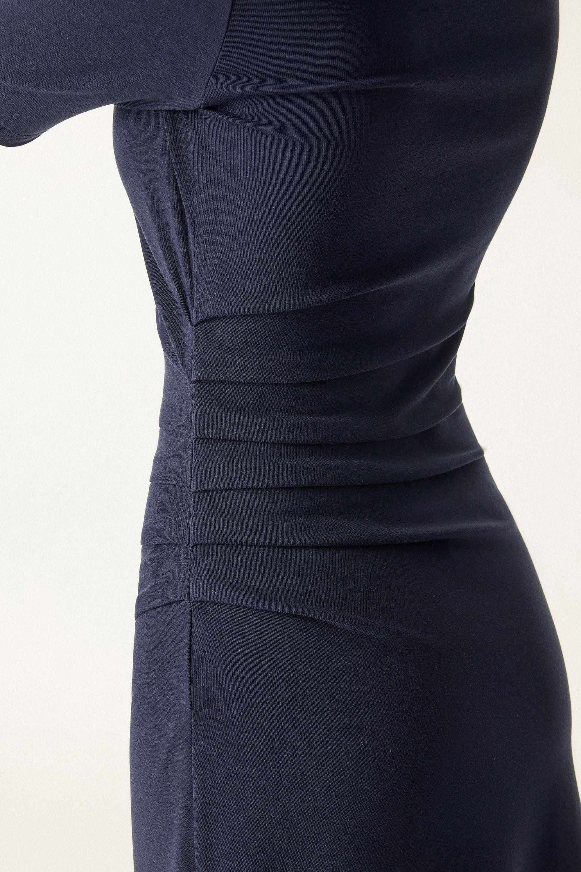 Length Sleeve Tucked Midi Dress