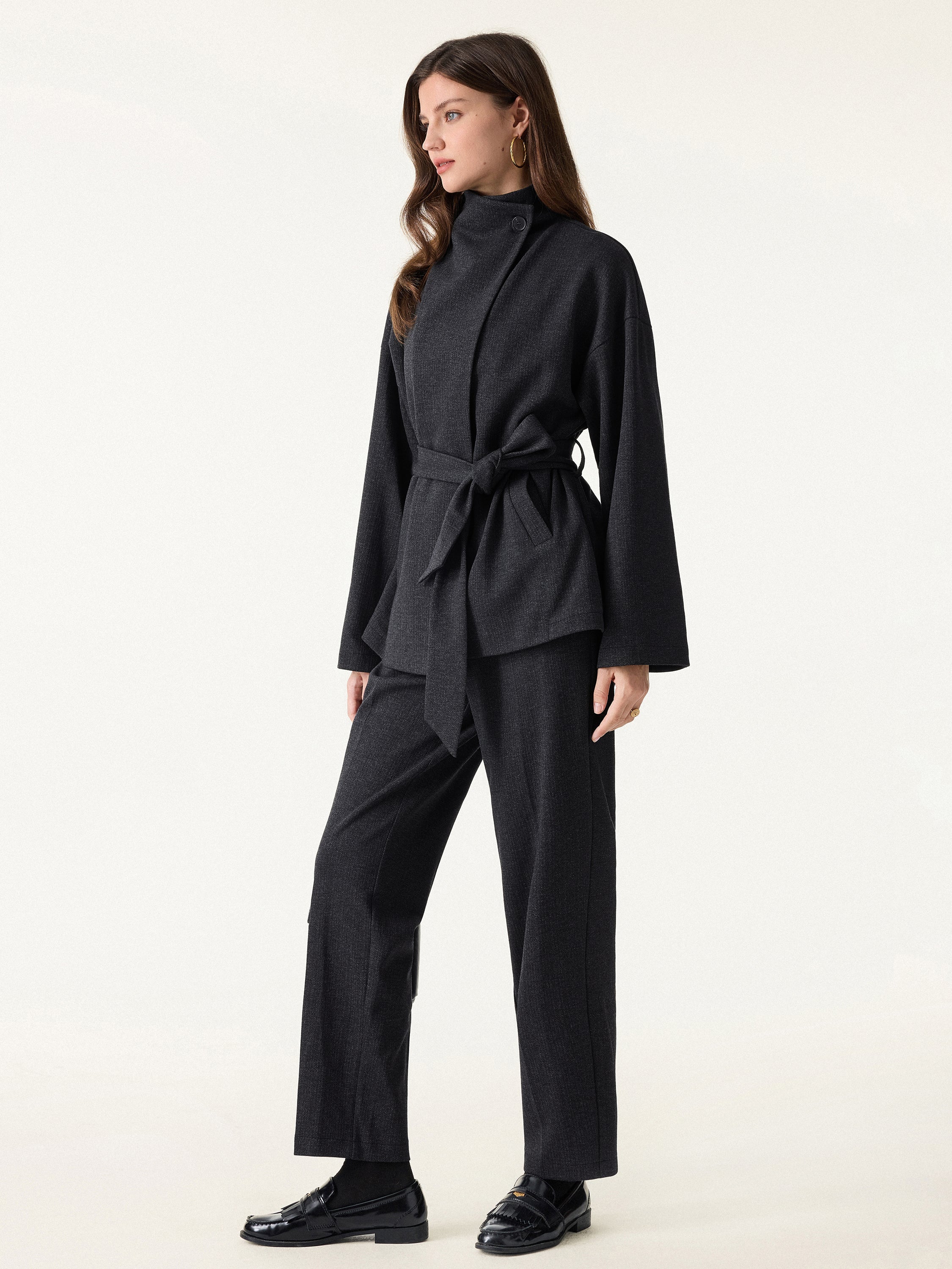 Jero ™ | 2Pcs Set Regular Tapered Trousers & Retro Belted Jacket