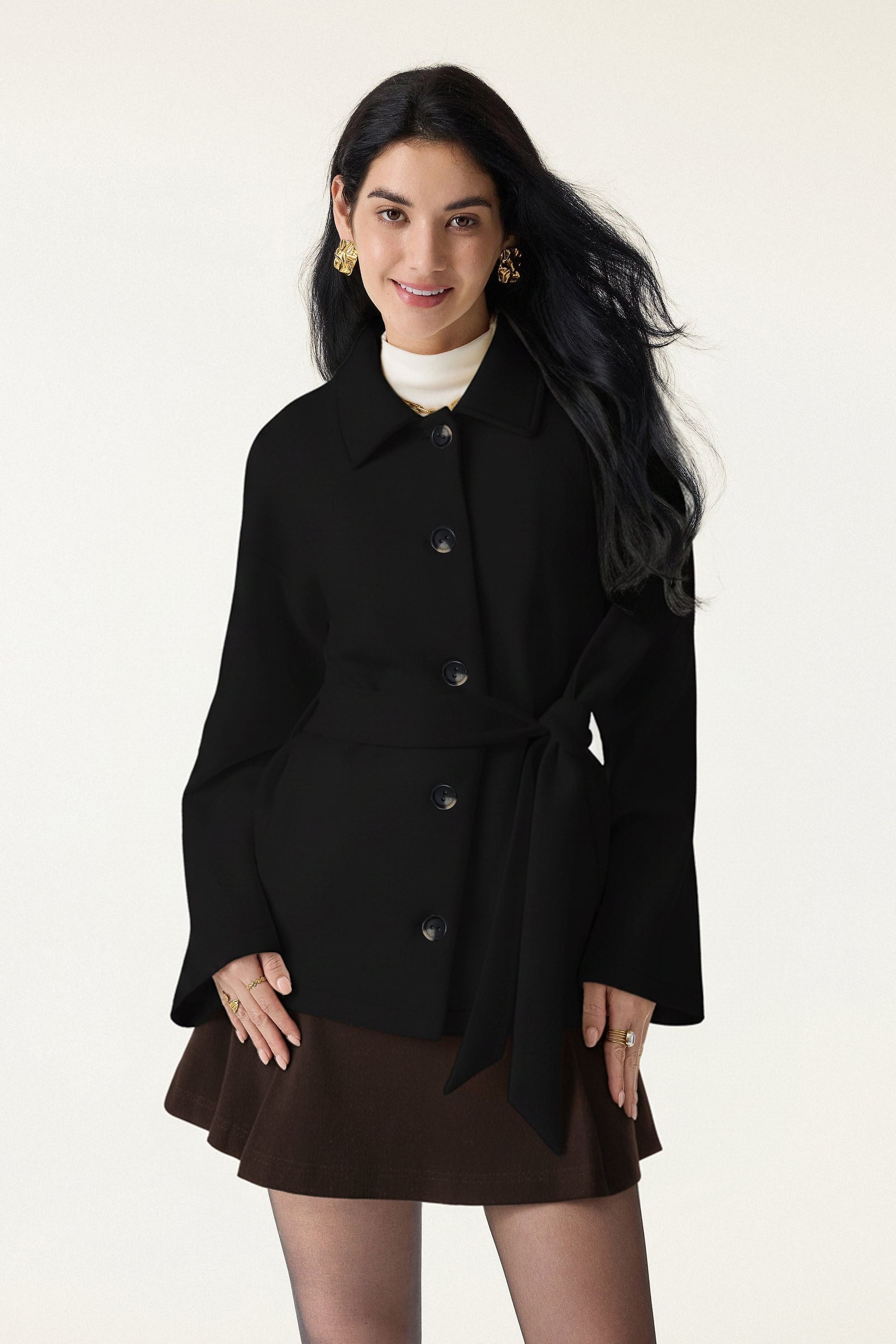 Belted Button Front Jacket