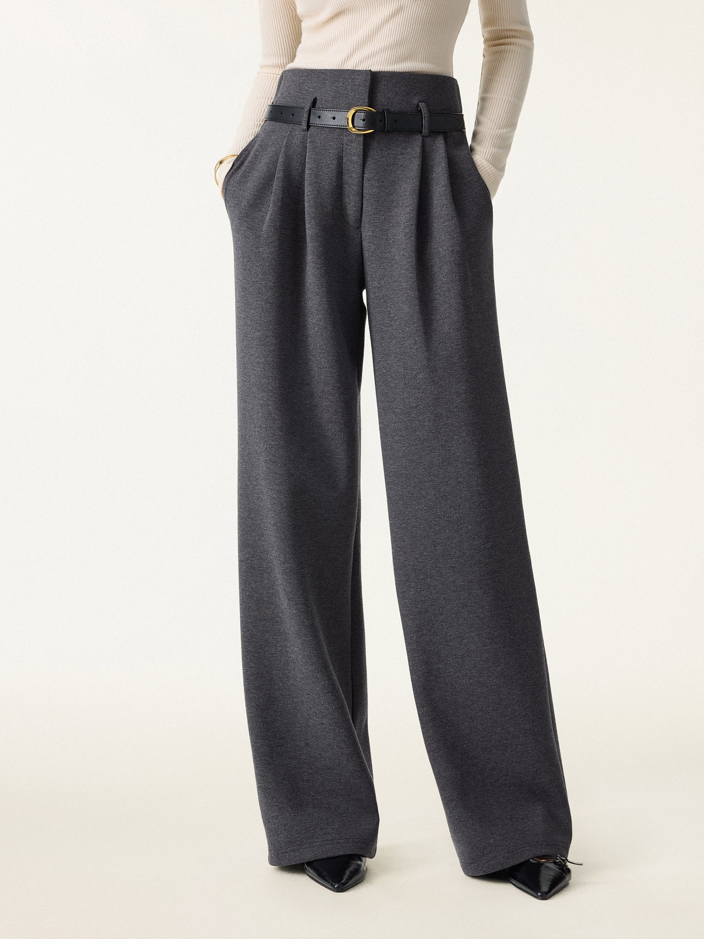 Jero™ | Cozy Warm High Rise Wide Leg Trousers with Pockets