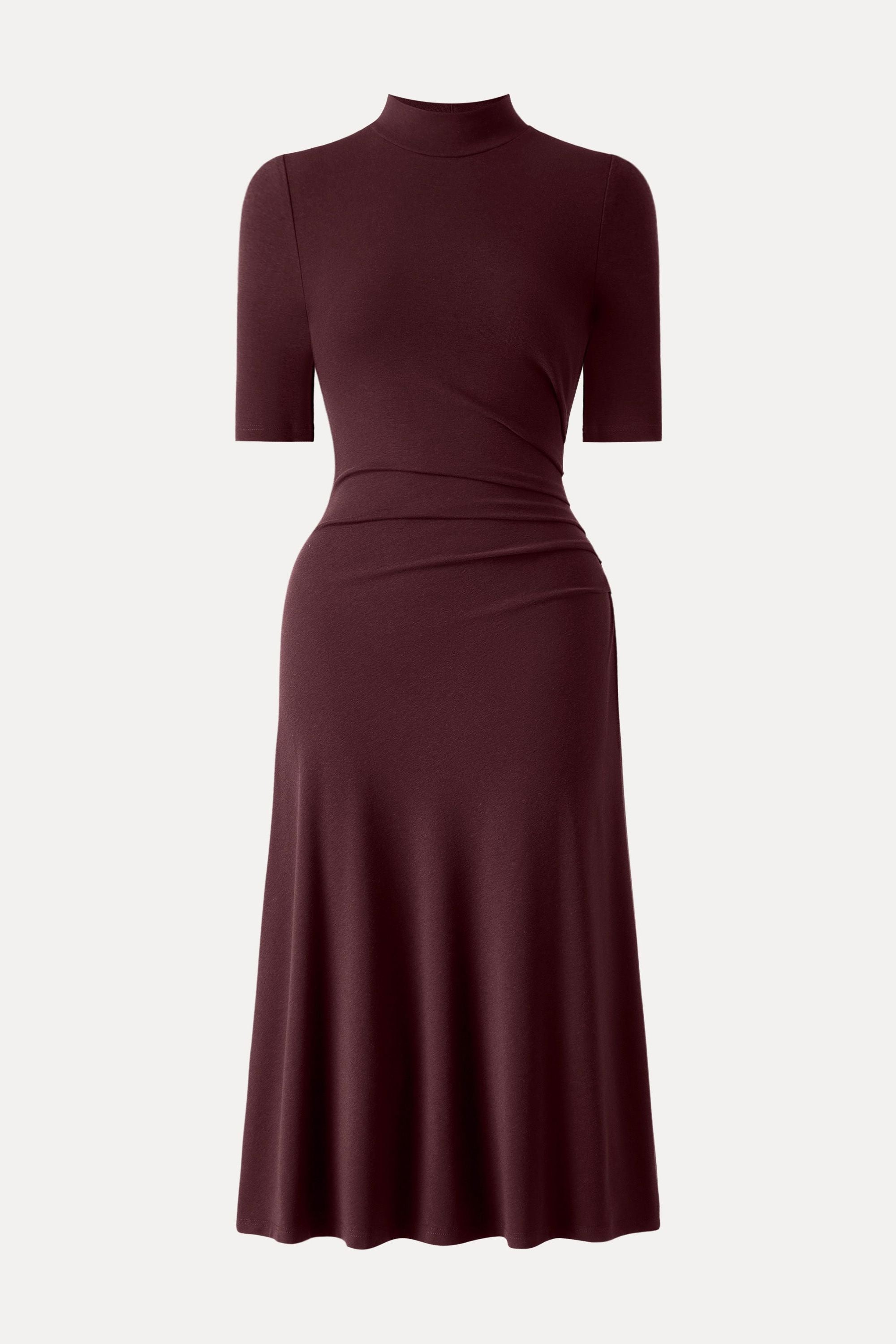 Length Sleeve Tucked Midi Dress