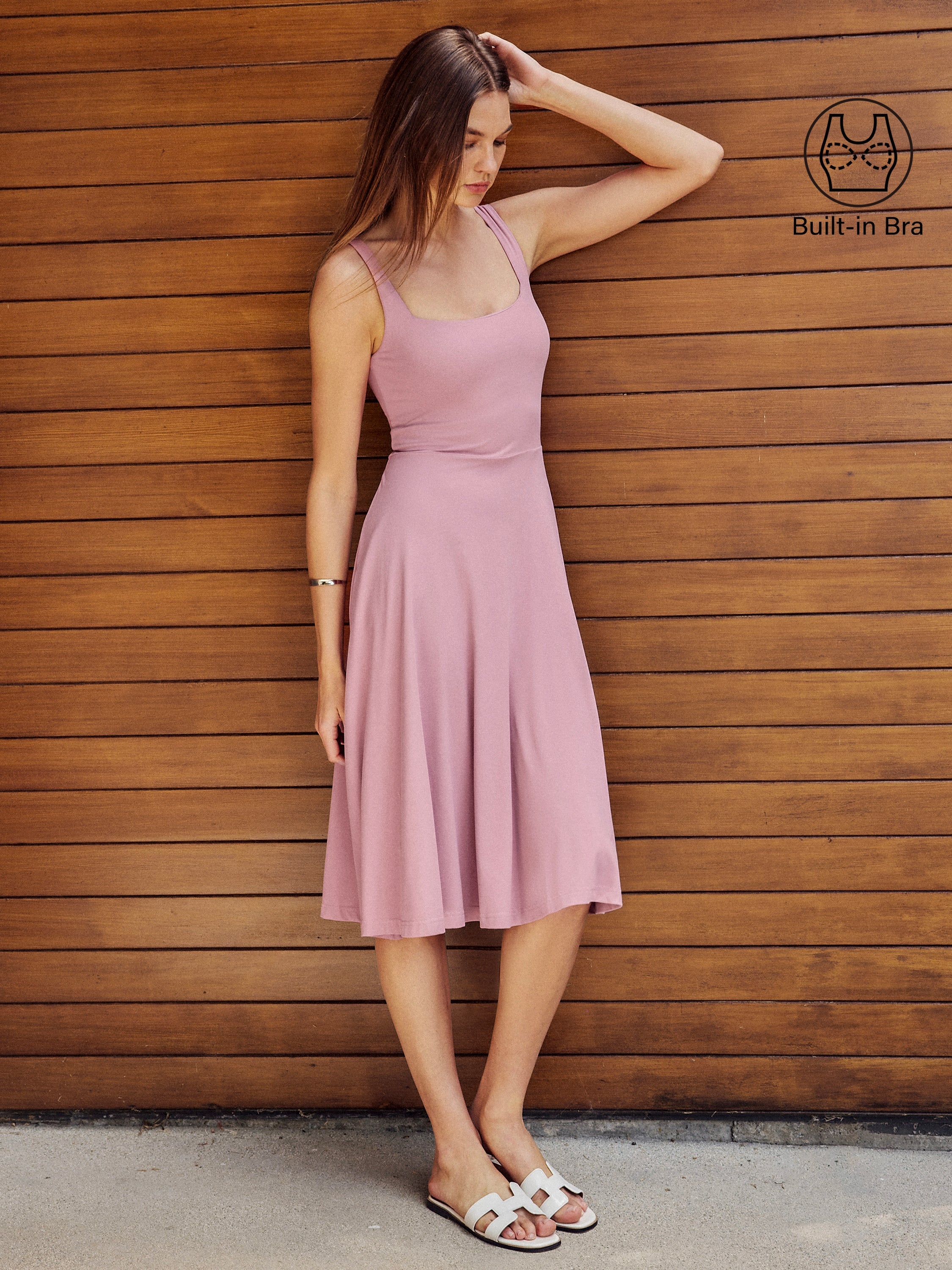 Jero™ | Square Neck Flowy New Airy Brami Midi Dress