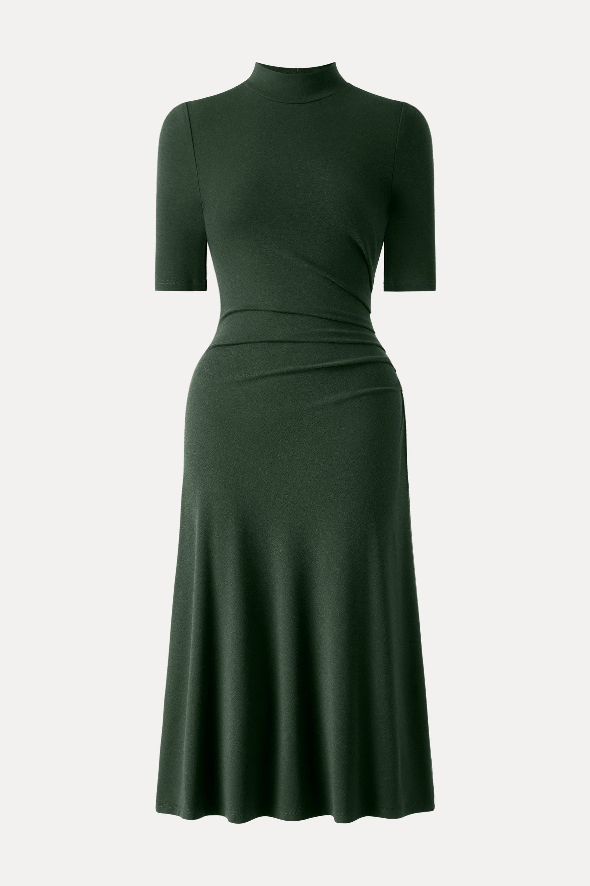 Length Sleeve Tucked Midi Dress