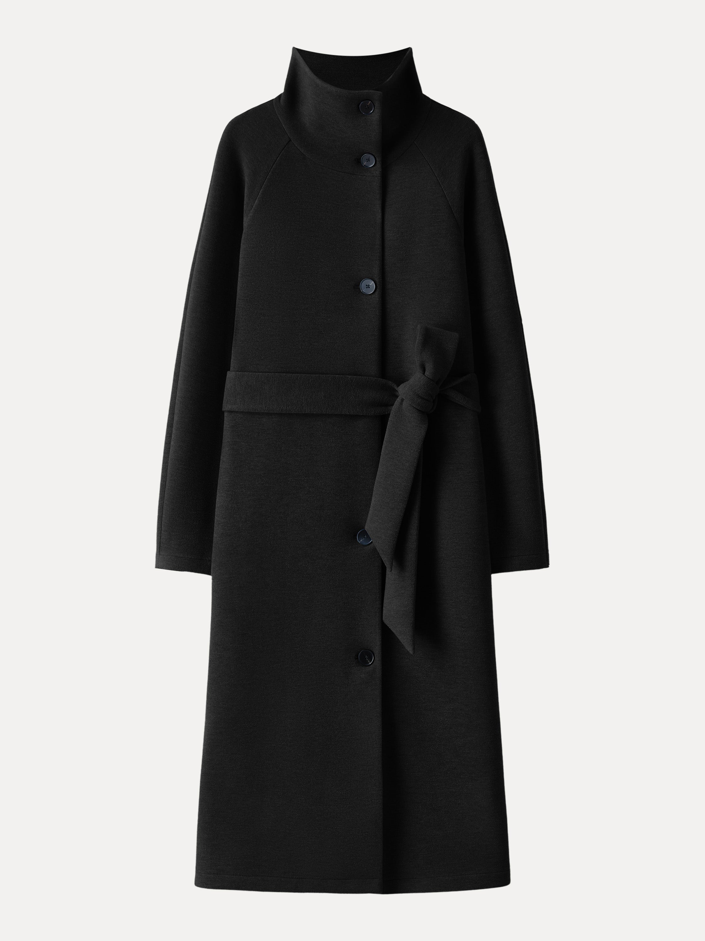 Jero™ |  Belted Tunnel Neck Button Front Coat