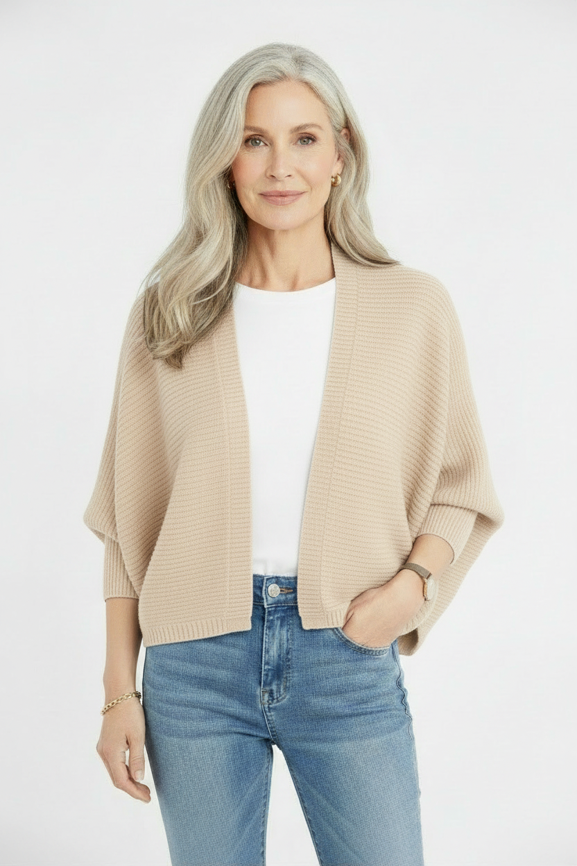 Jero™| Plain Batwing Sleeve Hooded Knit Cardigan