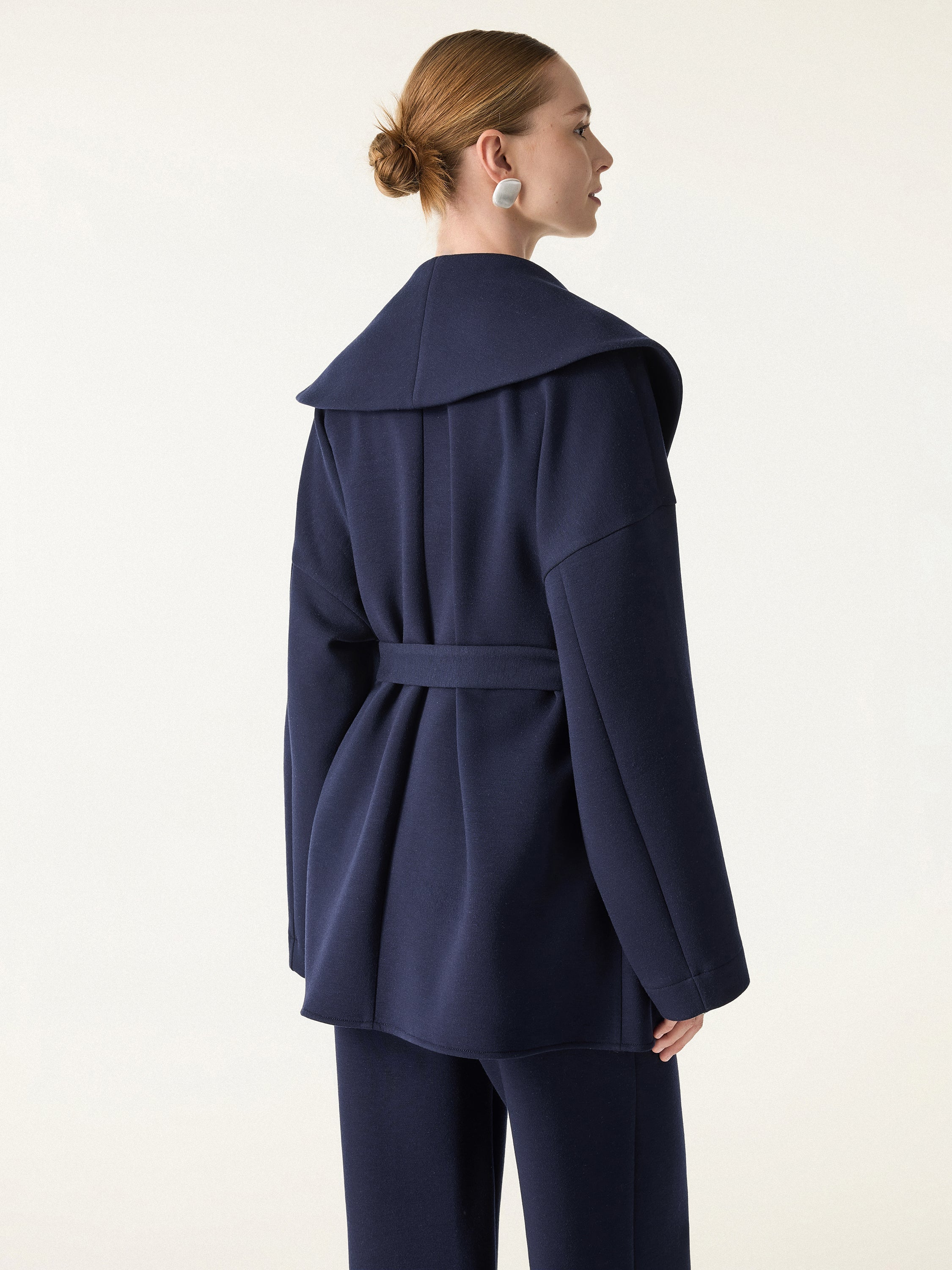 Jero ™ | 2Pcs Set Belted Shawl Collar Robe Jacket & Mid Rise Straight Pants with Pockets