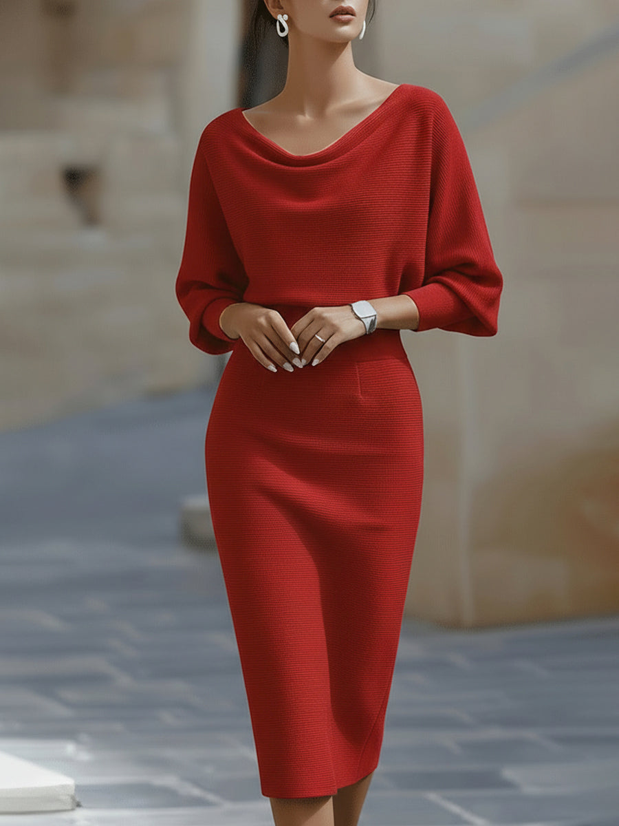 Jero™ | White Draped Batwing Midi Dress