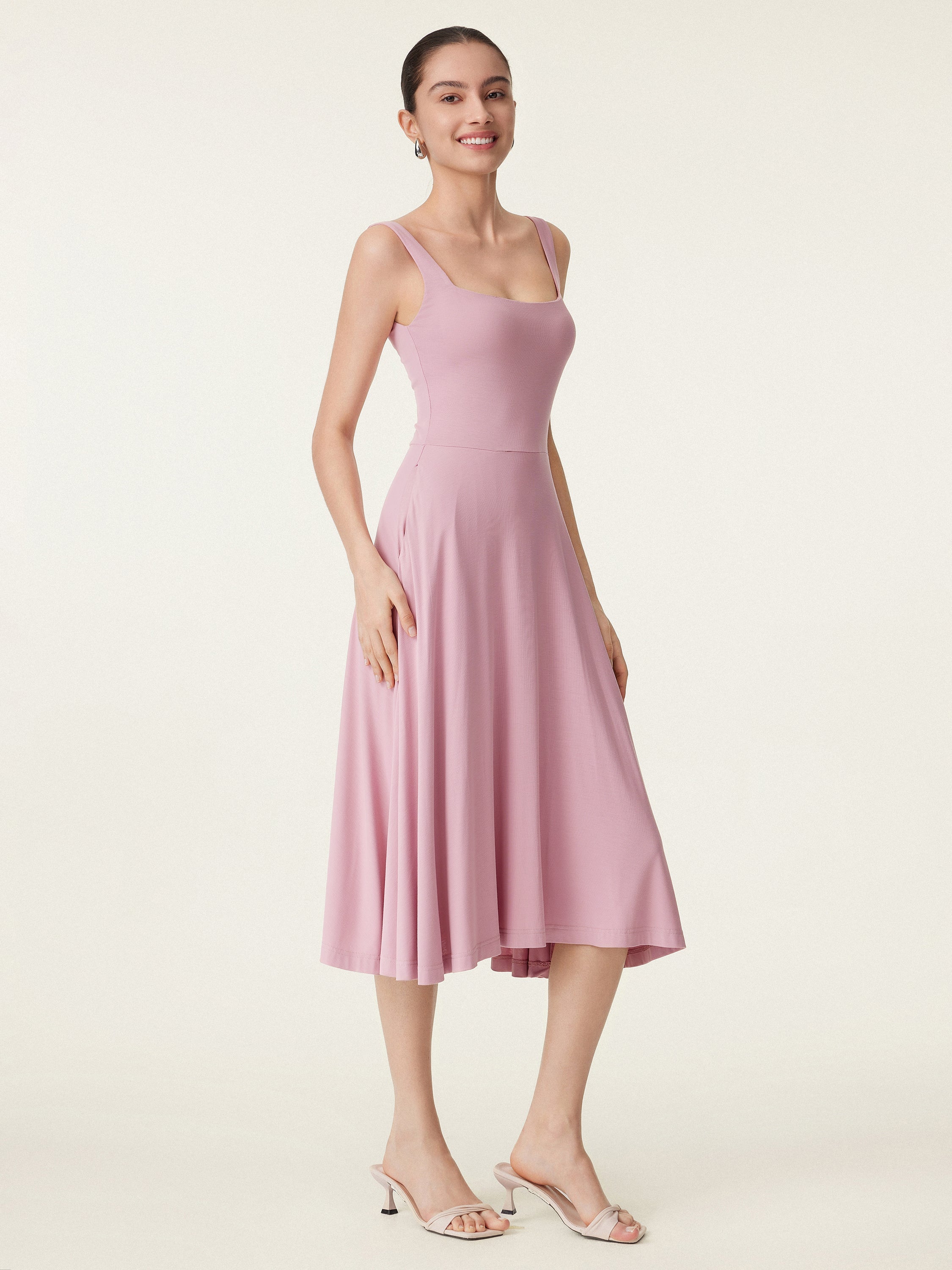 Jero™ | Square Neck Flowy New Airy Brami Midi Dress