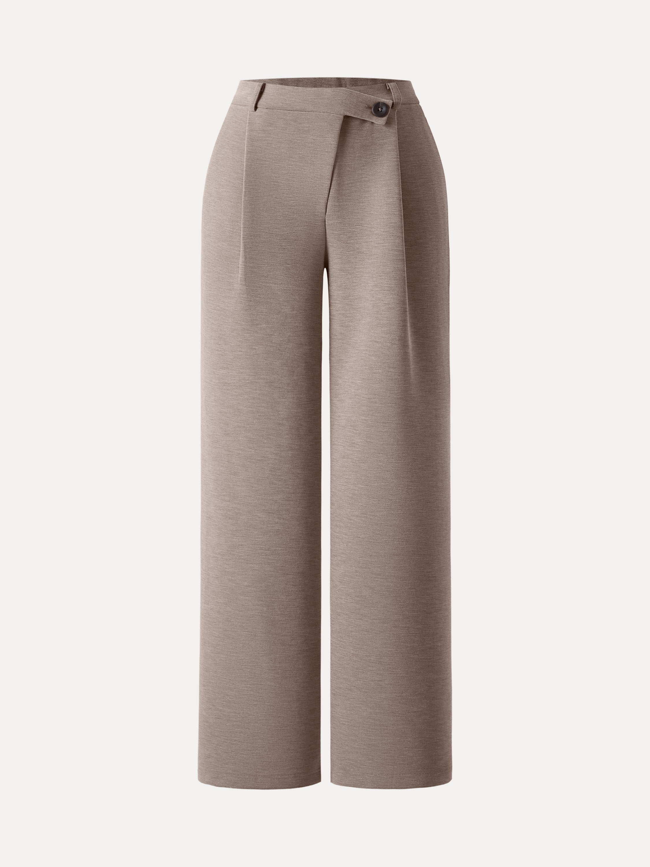 Jero™ | Cozy Warm High Rise Slanted Fly Front Wide Leg Pants