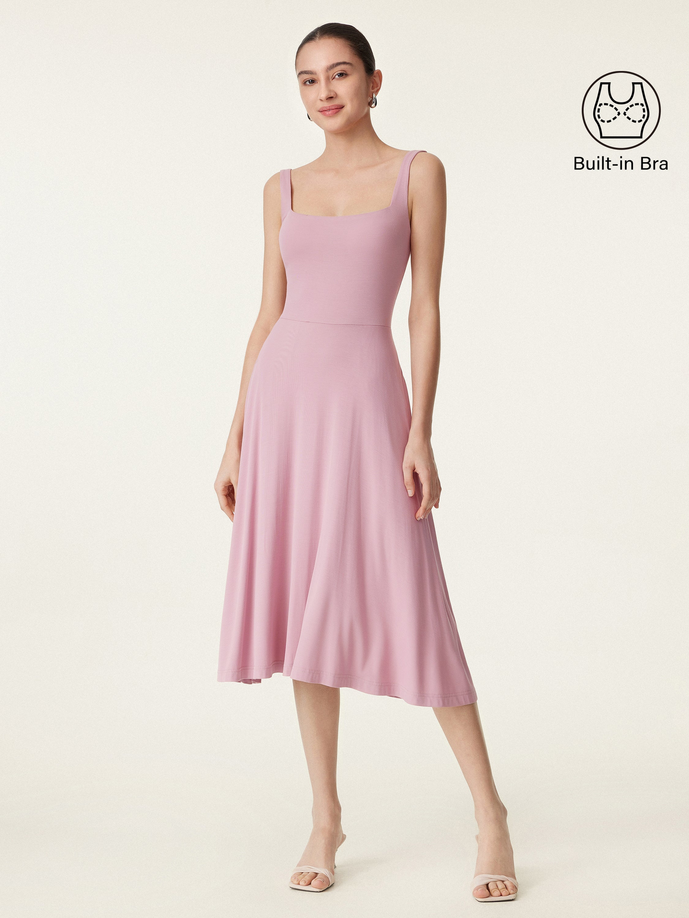 Jero™ | Square Neck Flowy New Airy Brami Midi Dress