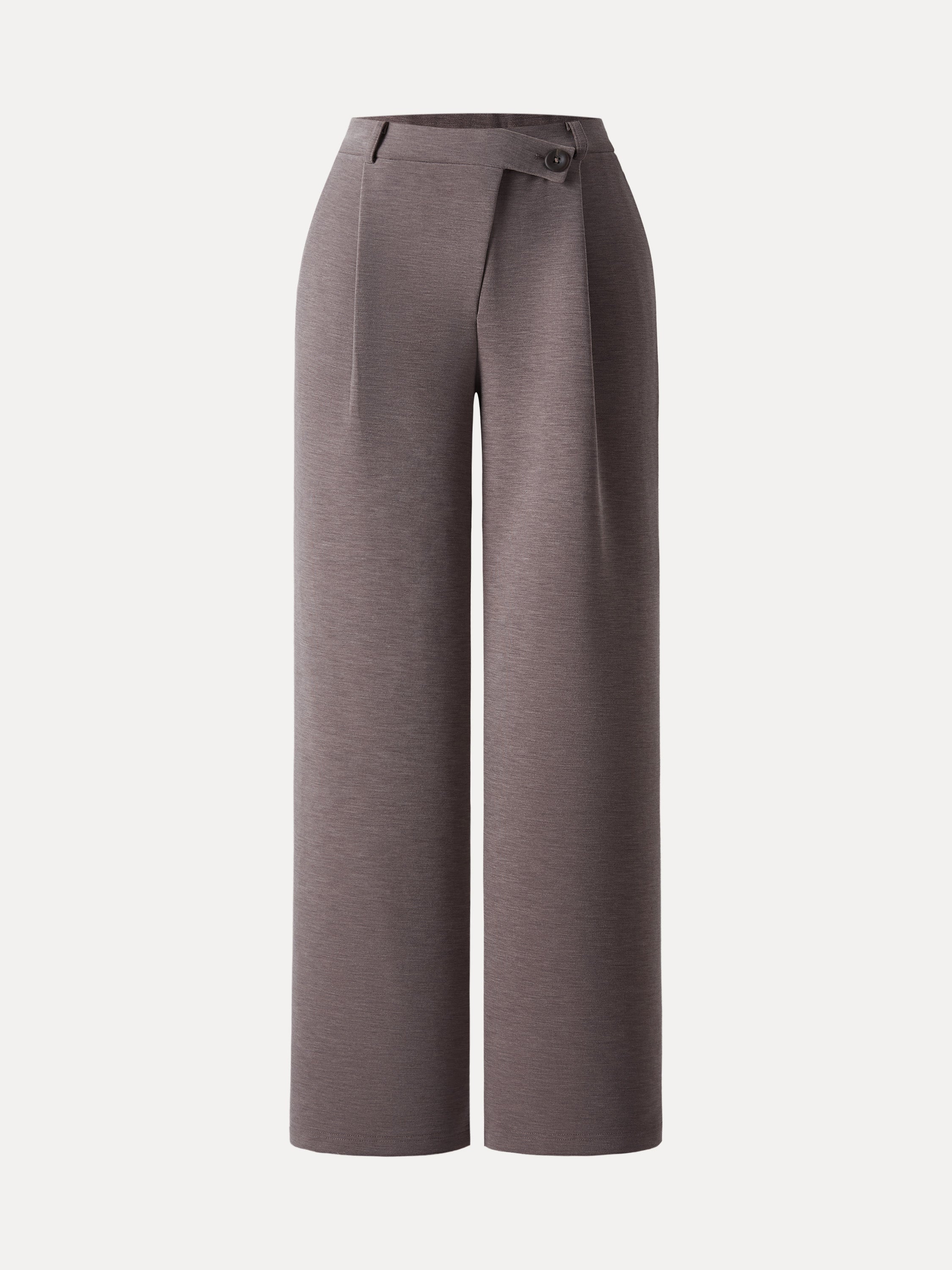 Jero™ | Cozy Warm High Rise Slanted Fly Front Wide Leg Pants