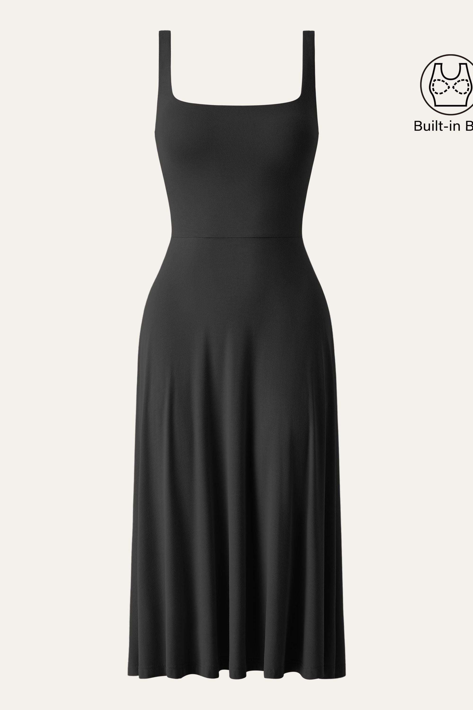Square Neck Flowy New Airy Brami Midi Dress