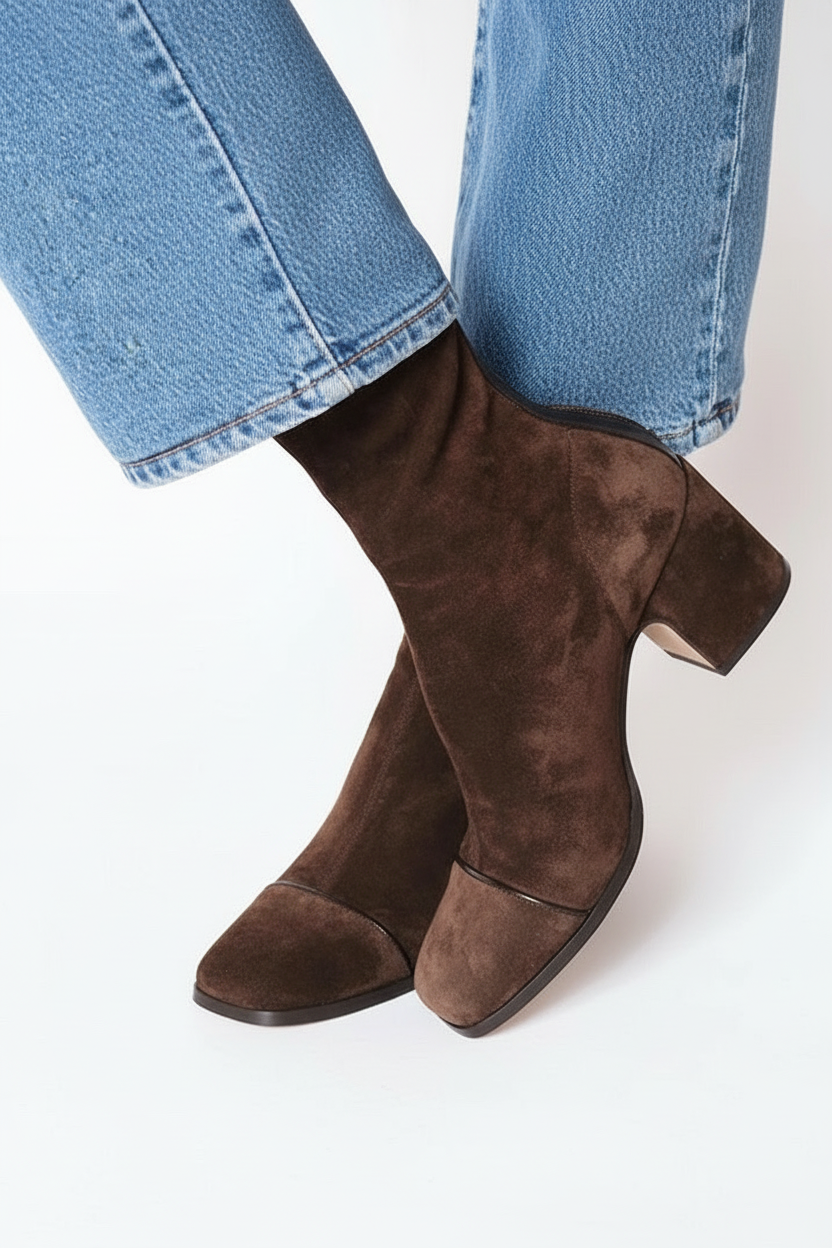 Square-Toe Heeled Boots