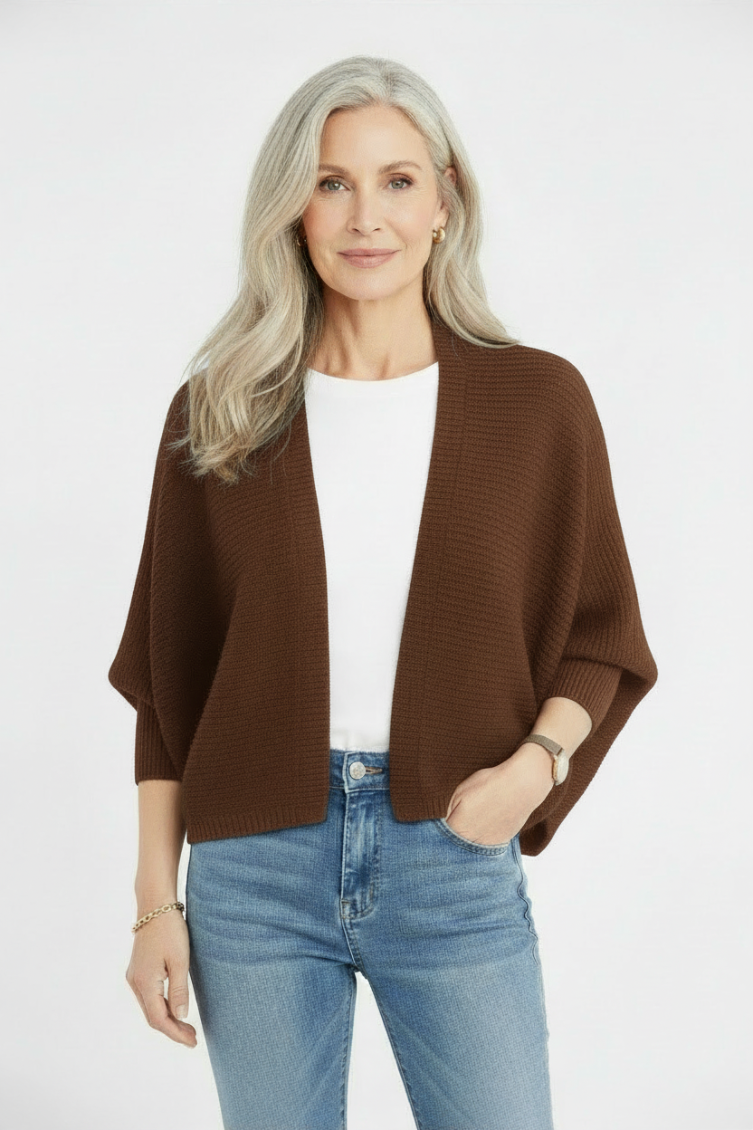 Jero™| Plain Batwing Sleeve Hooded Knit Cardigan