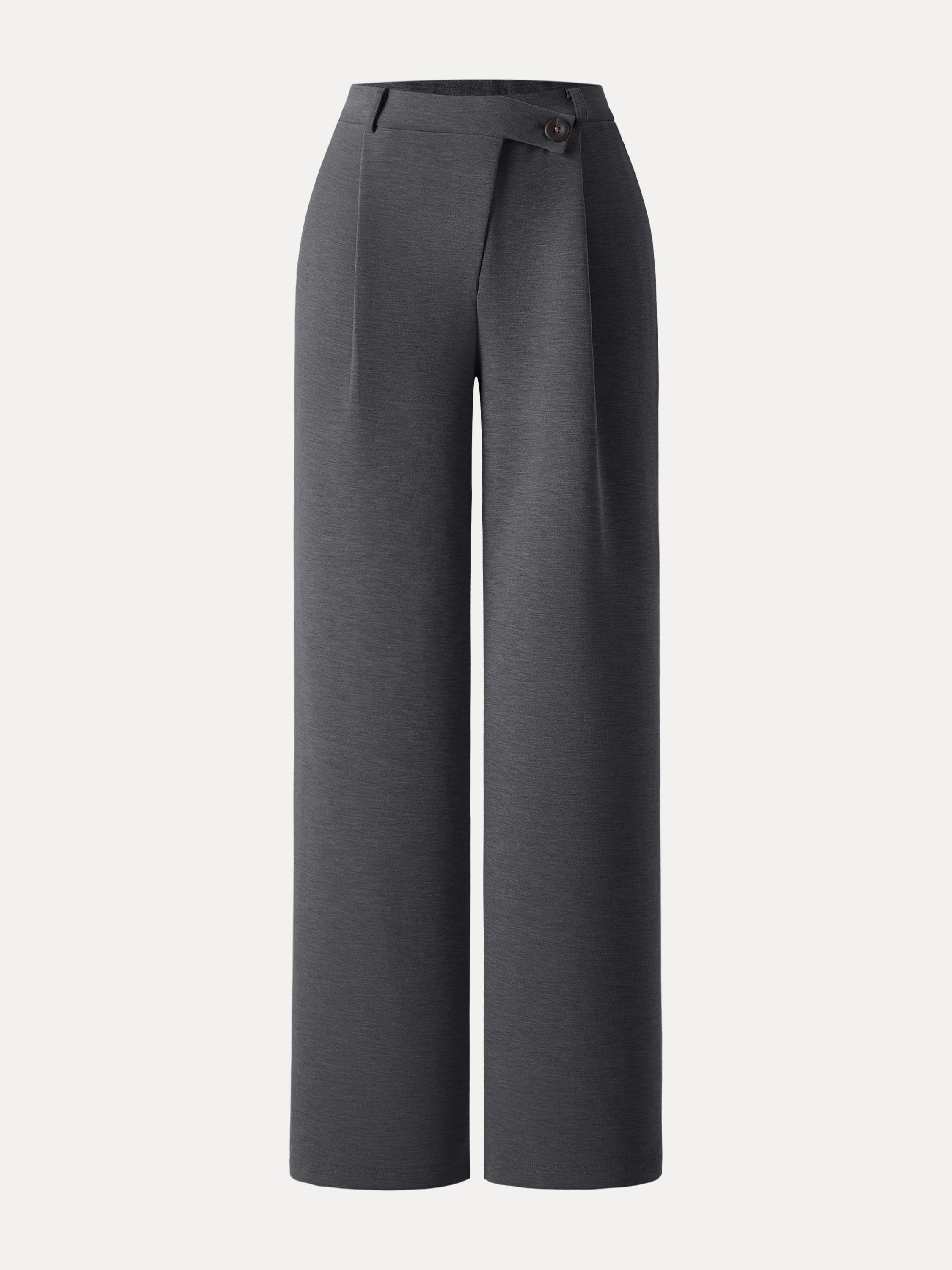 Jero™ | Cozy Warm High Rise Slanted Fly Front Wide Leg Pants