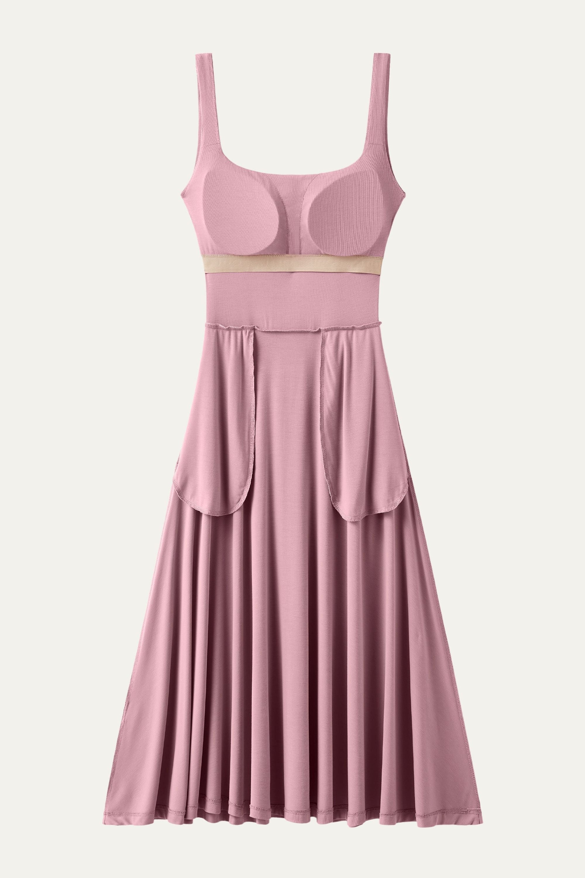 Square Neck Flowy New Airy Brami Midi Dress