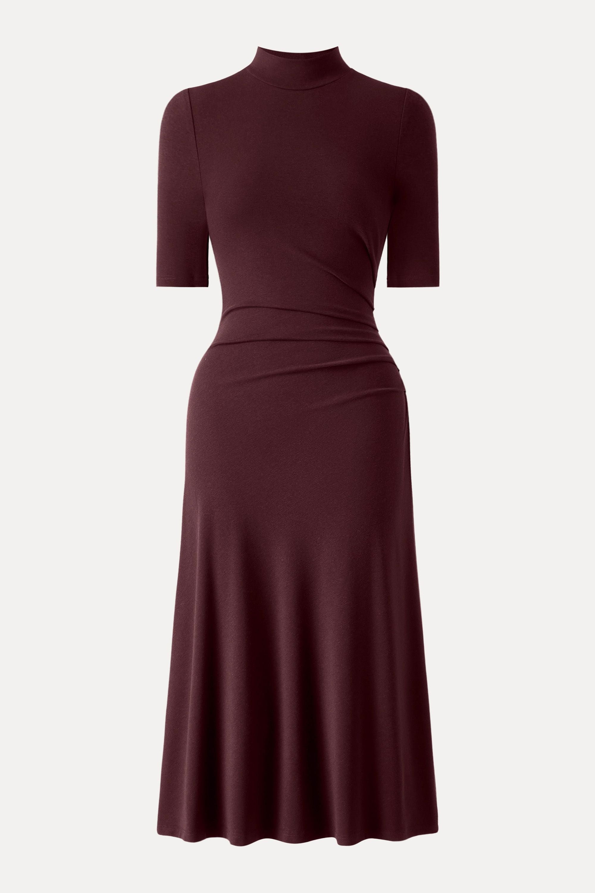 Length Sleeve Tucked Midi Dress
