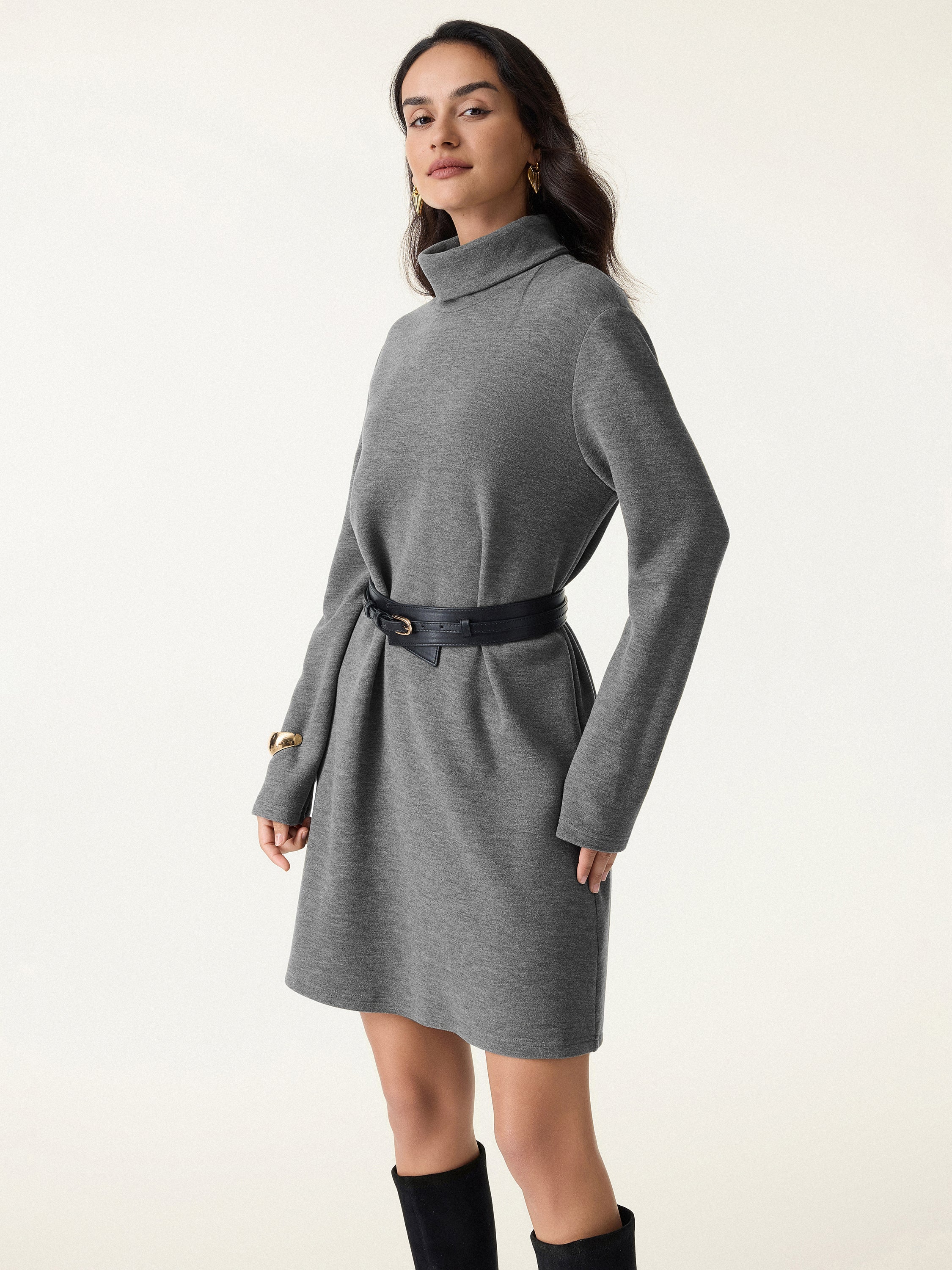 Jero™ | Cozy Warm Turtleneck Mini Dress