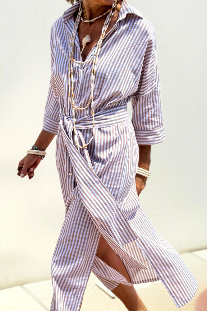 Noa - Relaxed Striped Shirt Midi Dress