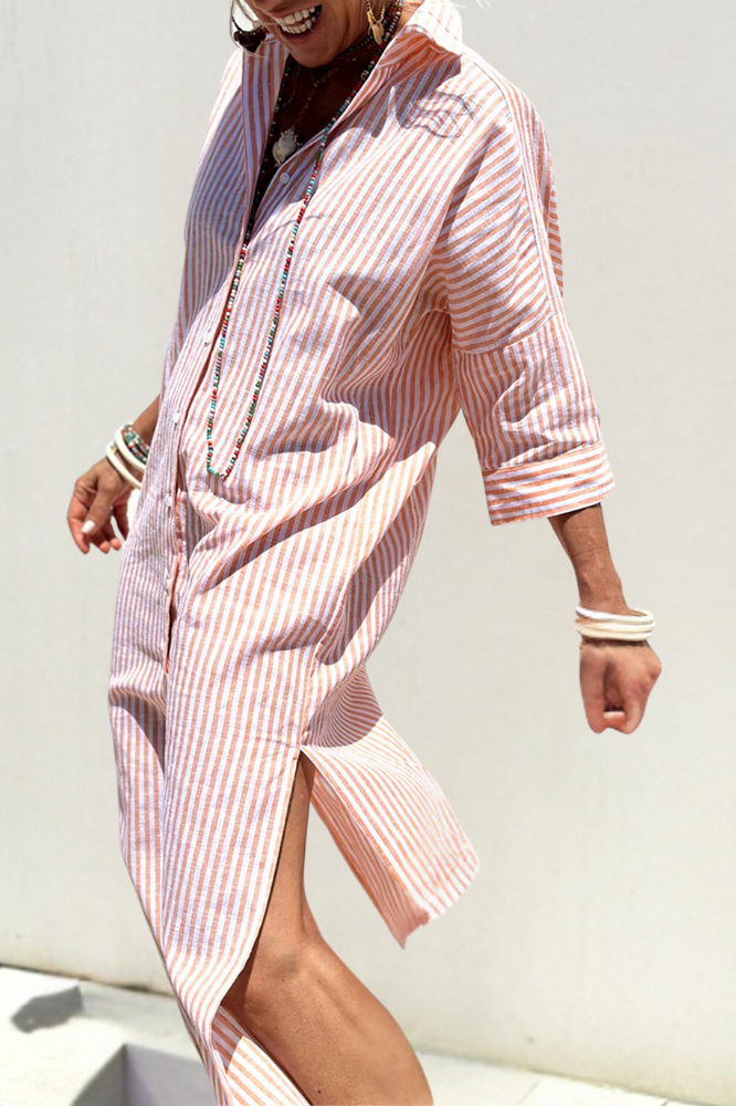 Noa - Relaxed Striped Shirt Midi Dress