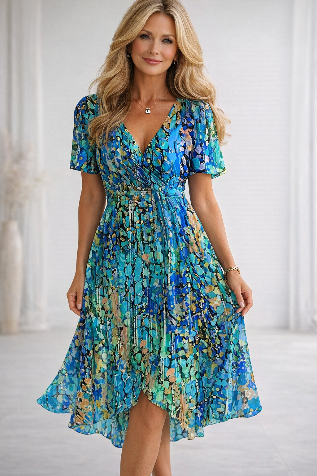 Azure Grace Midi Dress