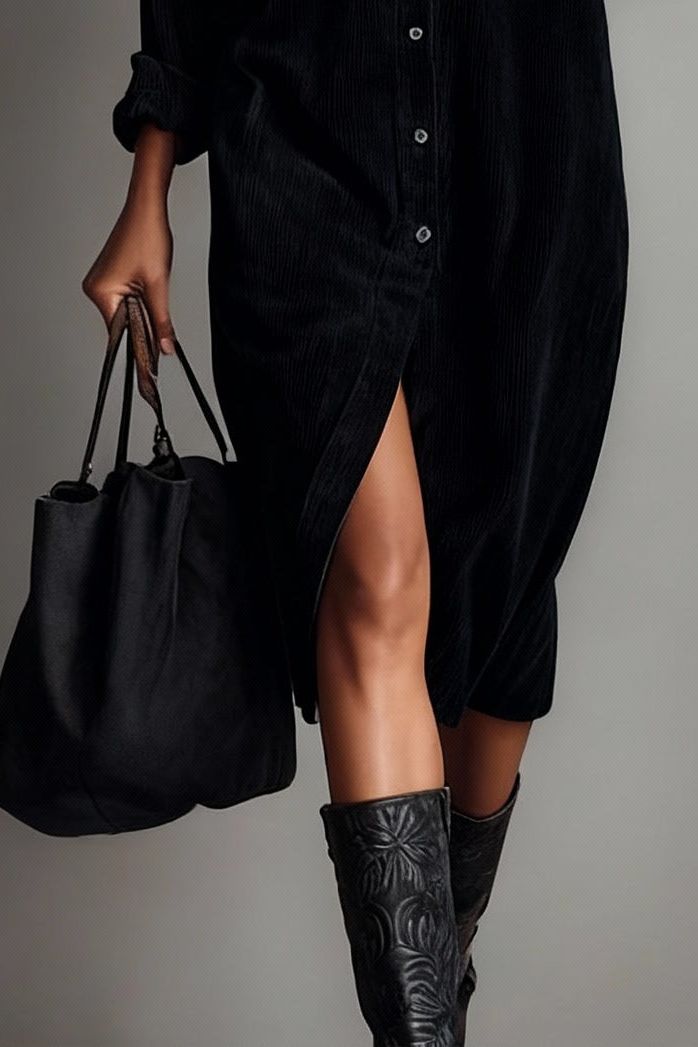 Chic Corduroy Midi Dress