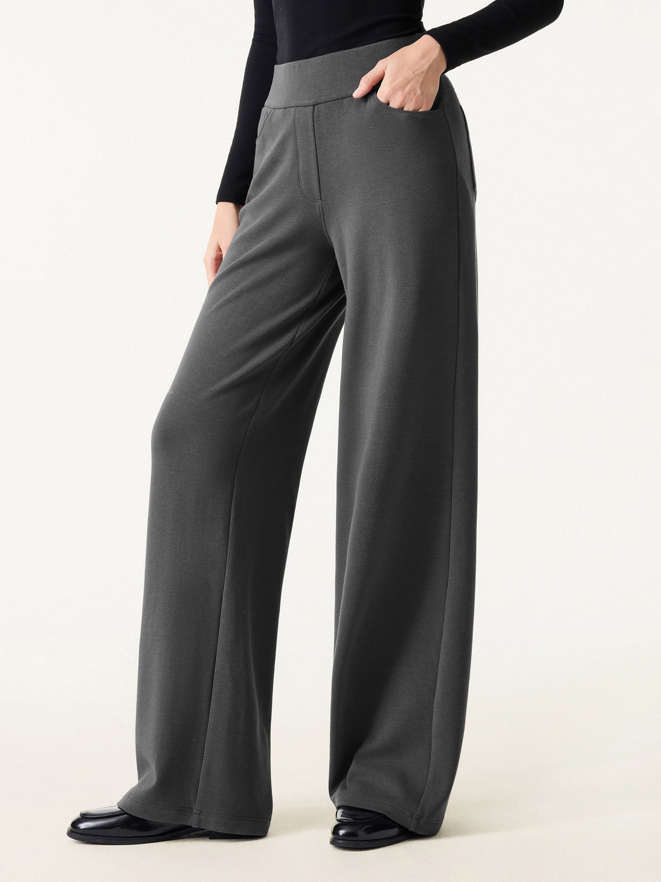 Jero™ | Waistband Wide Leg Pull-on Pants with Pockets
