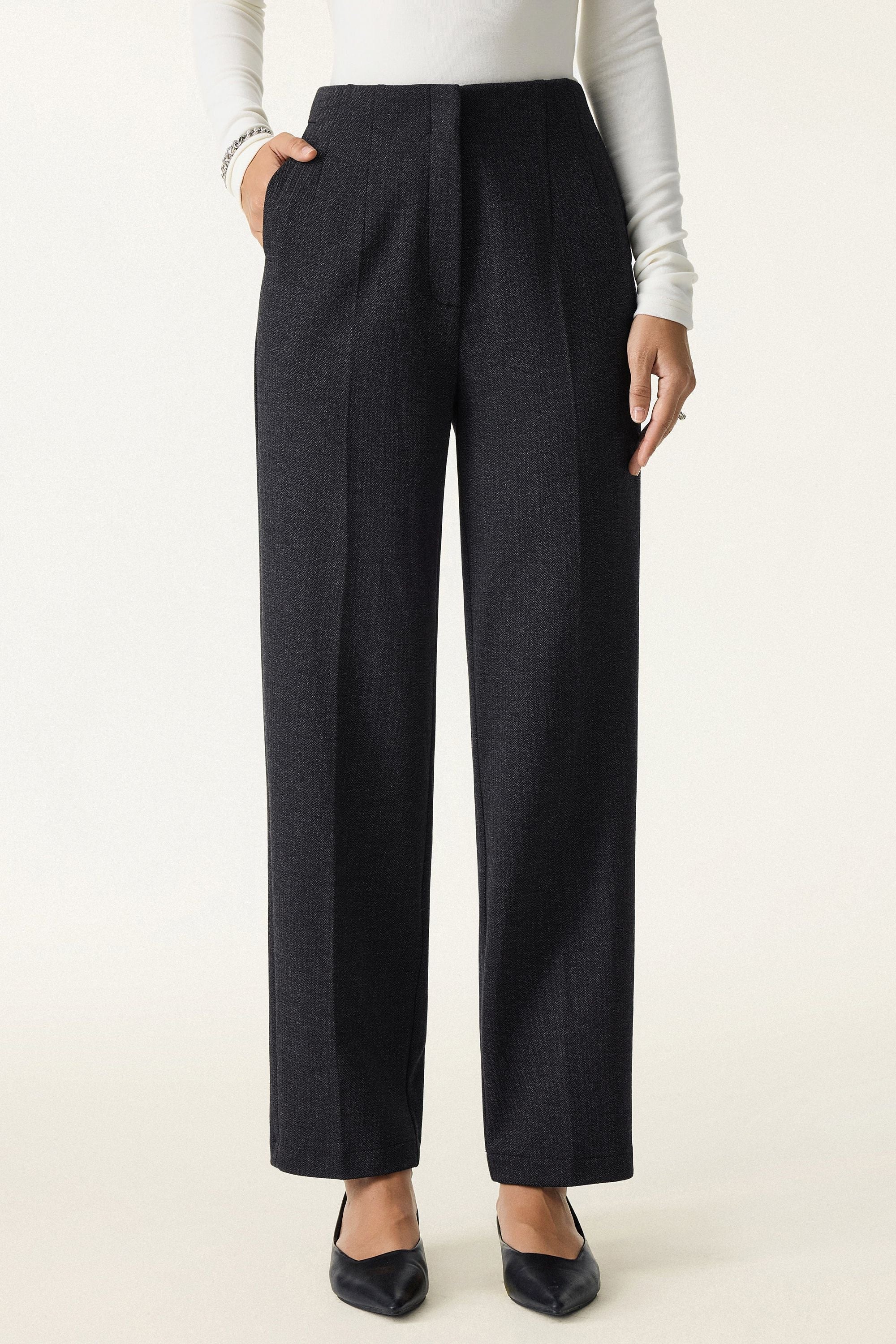 2Pcs Set Regular Tapered Trousers & Retro Belted Jacket
