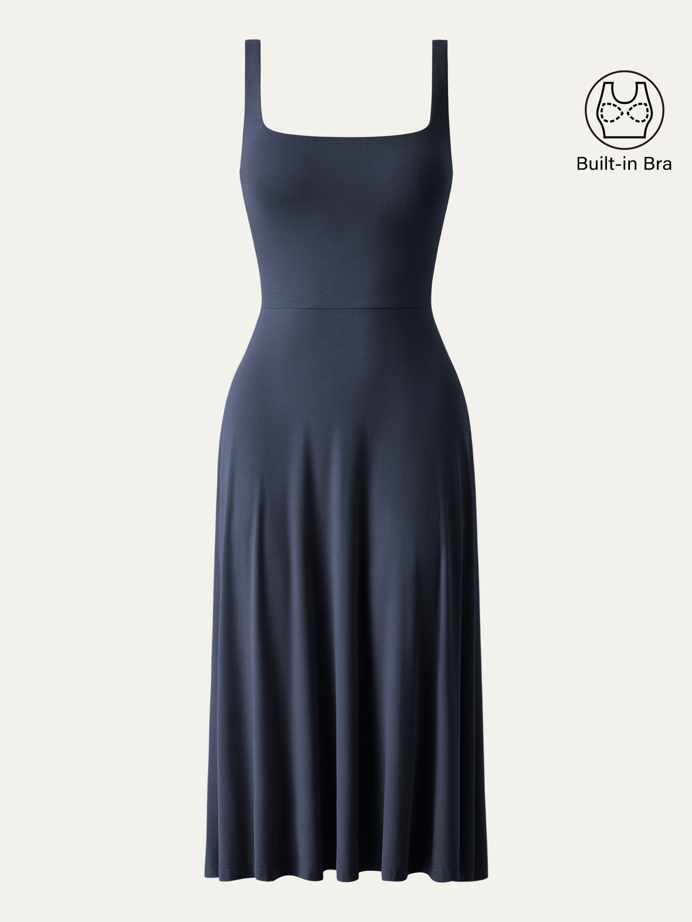 Jero™ | Square Neck Flowy New Airy Brami Midi Dress