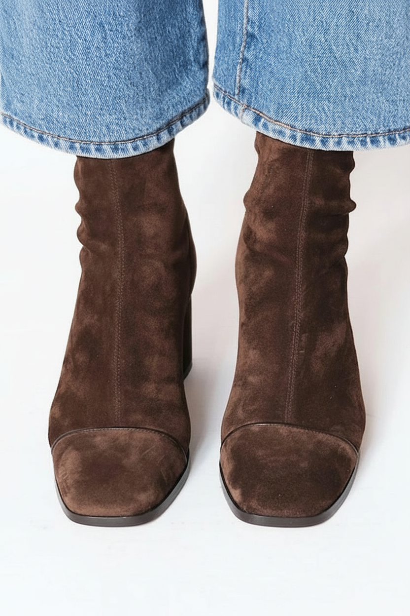 Square-Toe Heeled Boots