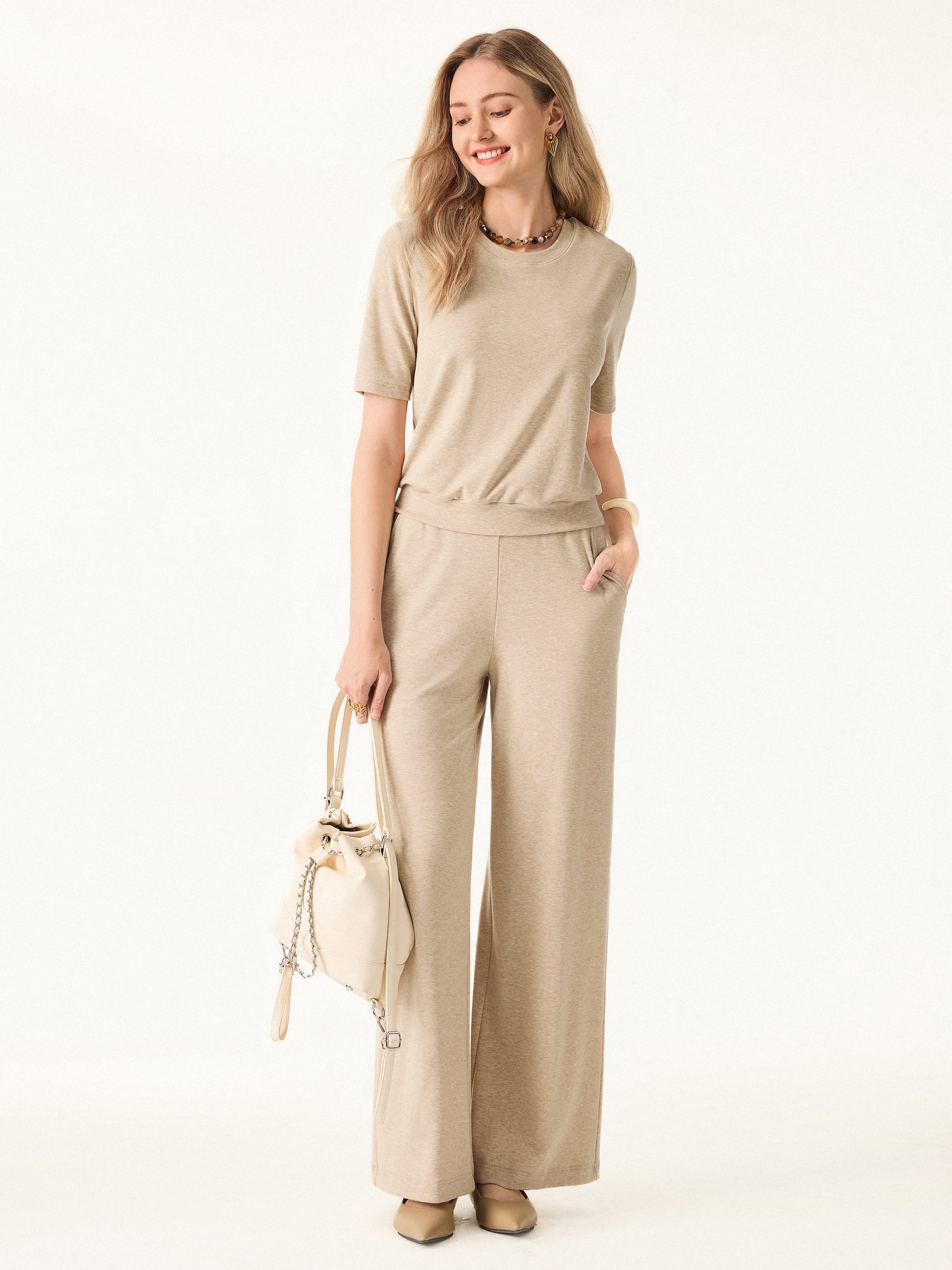 Jero™ | Wool Wide Leg Pull-on Pants with Pockets