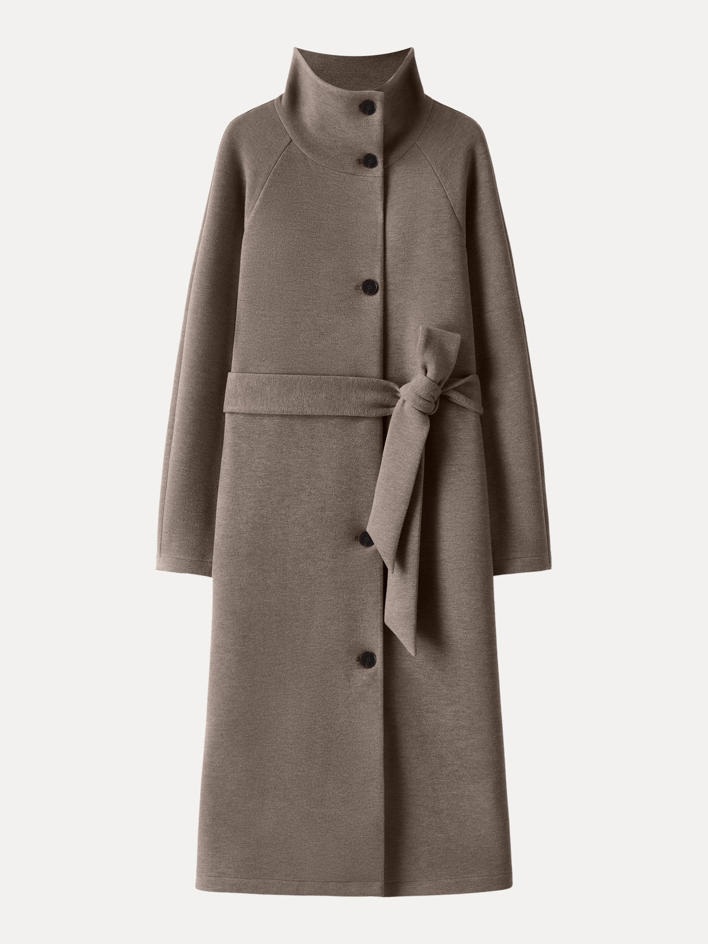 Jero™ |  Belted Tunnel Neck Button Front Coat