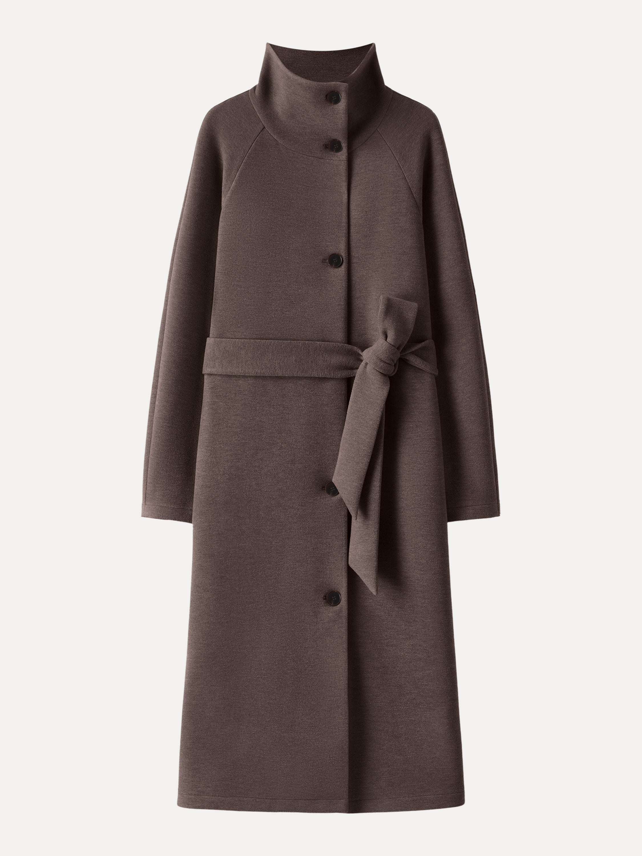 Jero™ |  Belted Tunnel Neck Button Front Coat