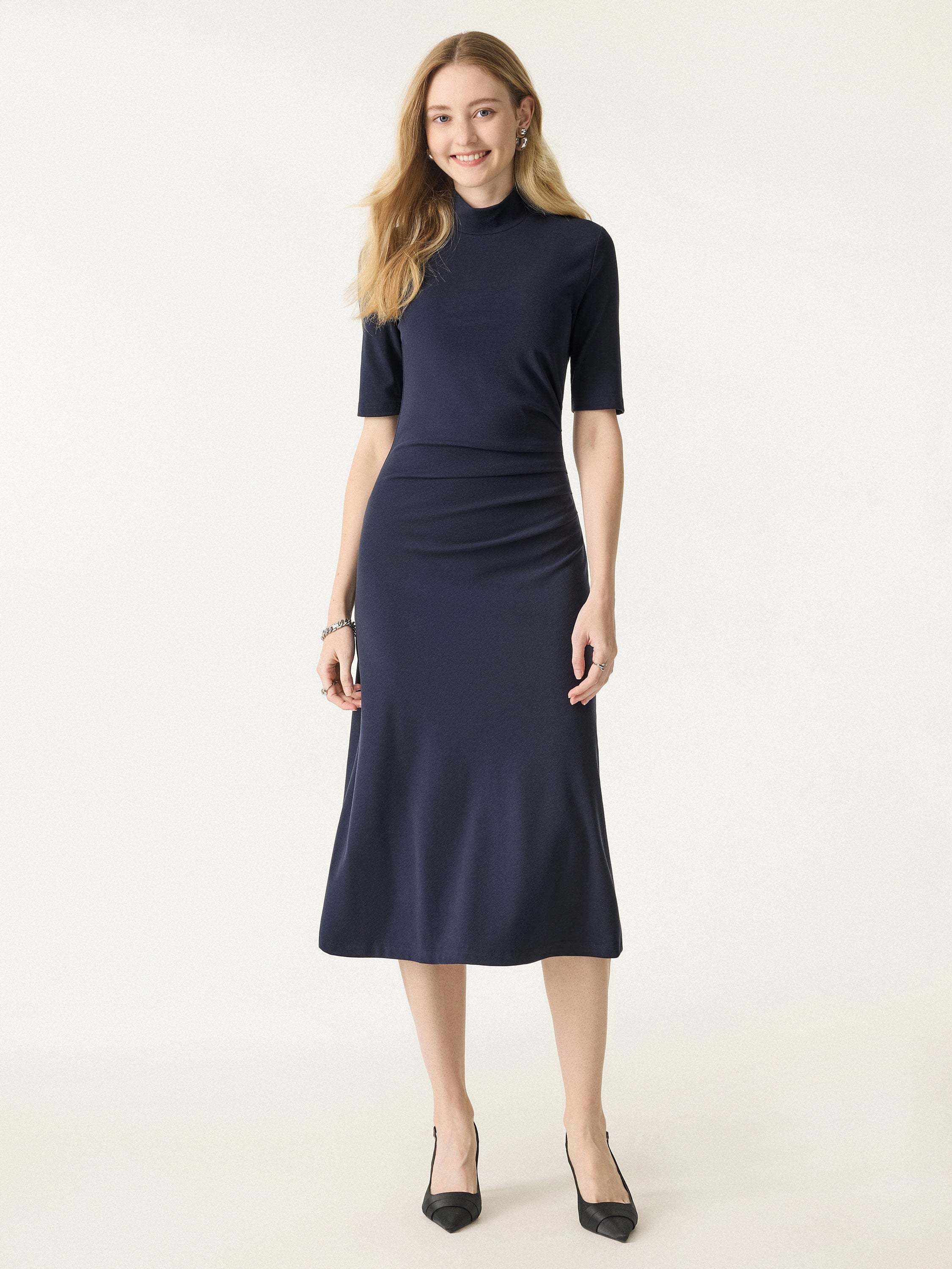 Jero™ | Length Sleeve Tucked Midi Dress
