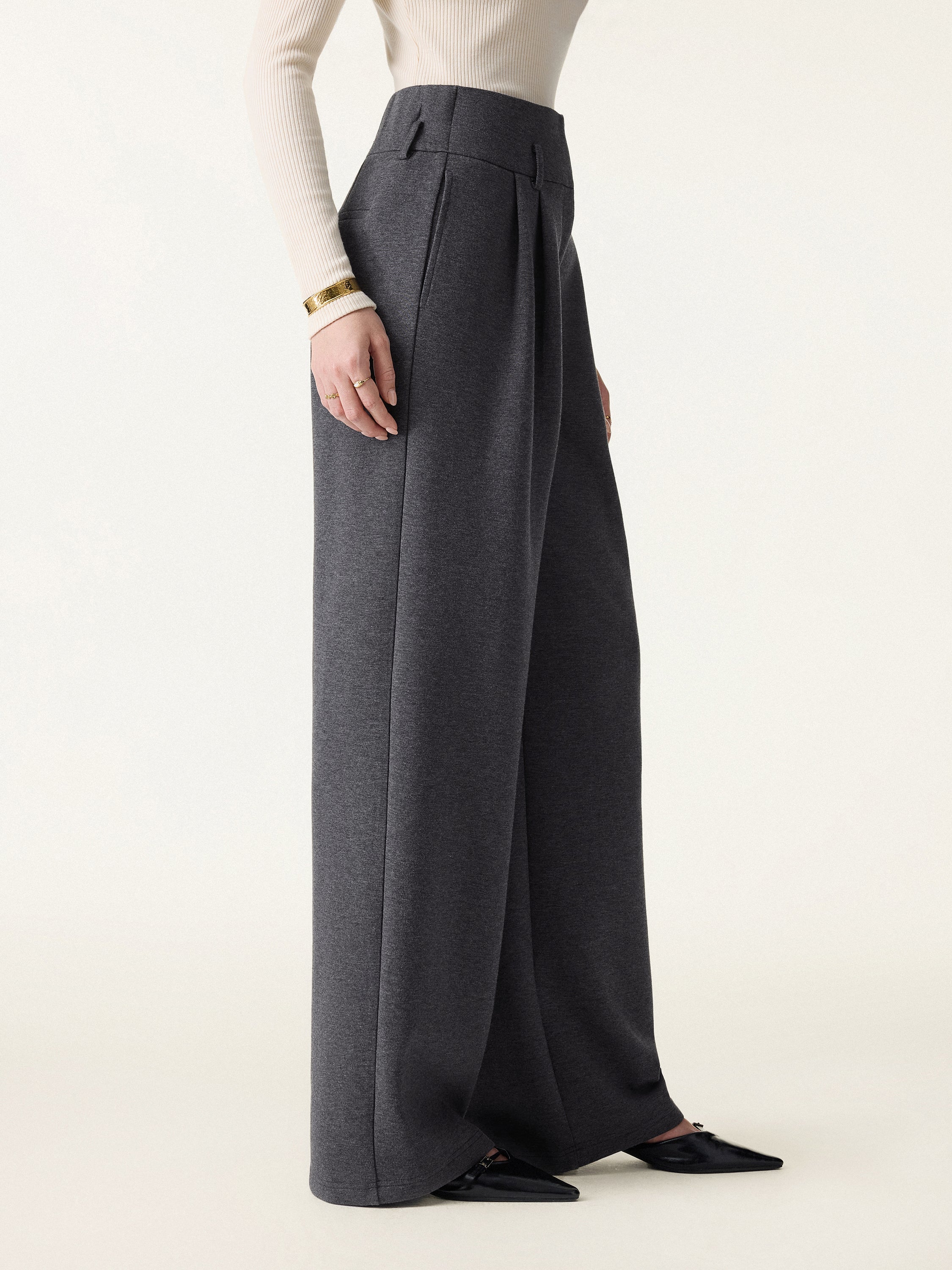 Jero™ | Cozy Warm High Rise Wide Leg Trousers with Pockets