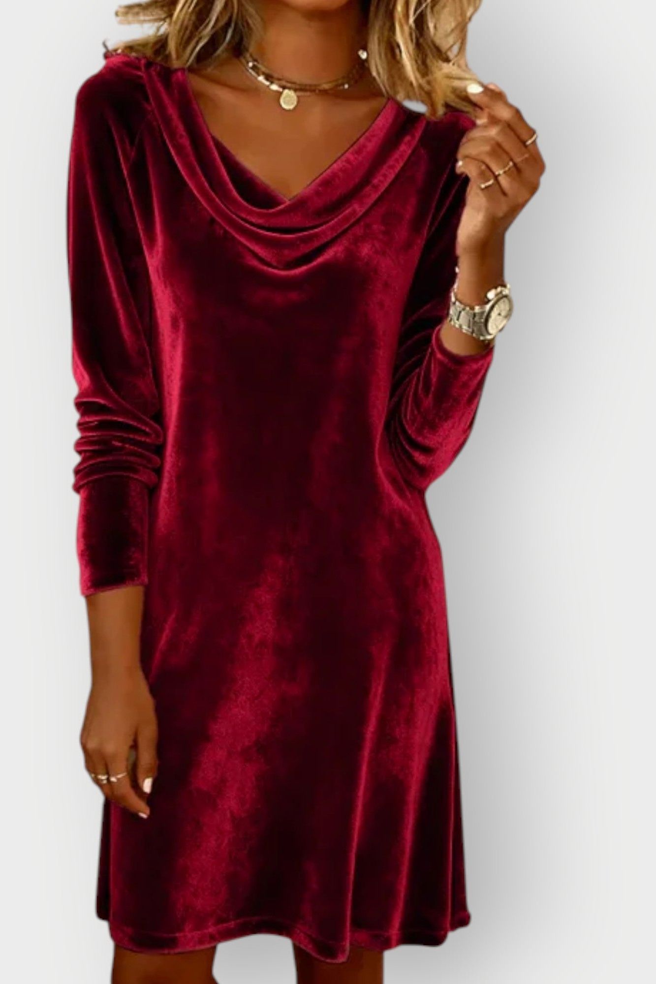 Kathleen - Drape Neck Velvet Dress