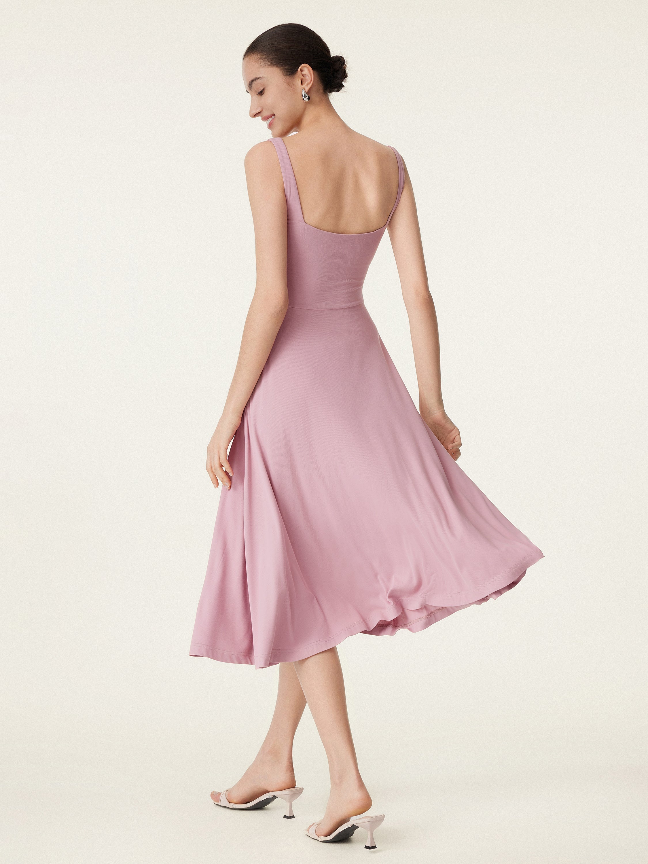 Jero™ | Square Neck Flowy New Airy Brami Midi Dress