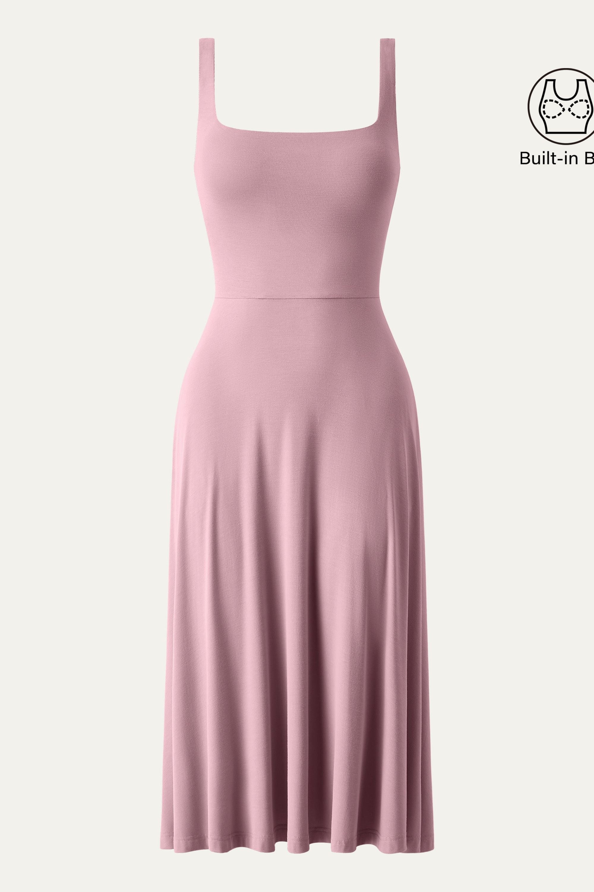 Square Neck Flowy New Airy Brami Midi Dress