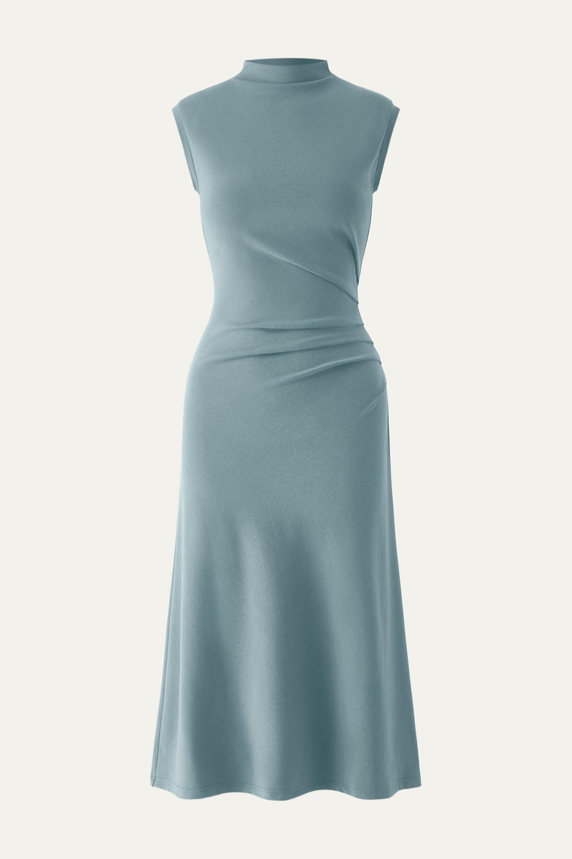 Mockneck Tucks Midi Dress