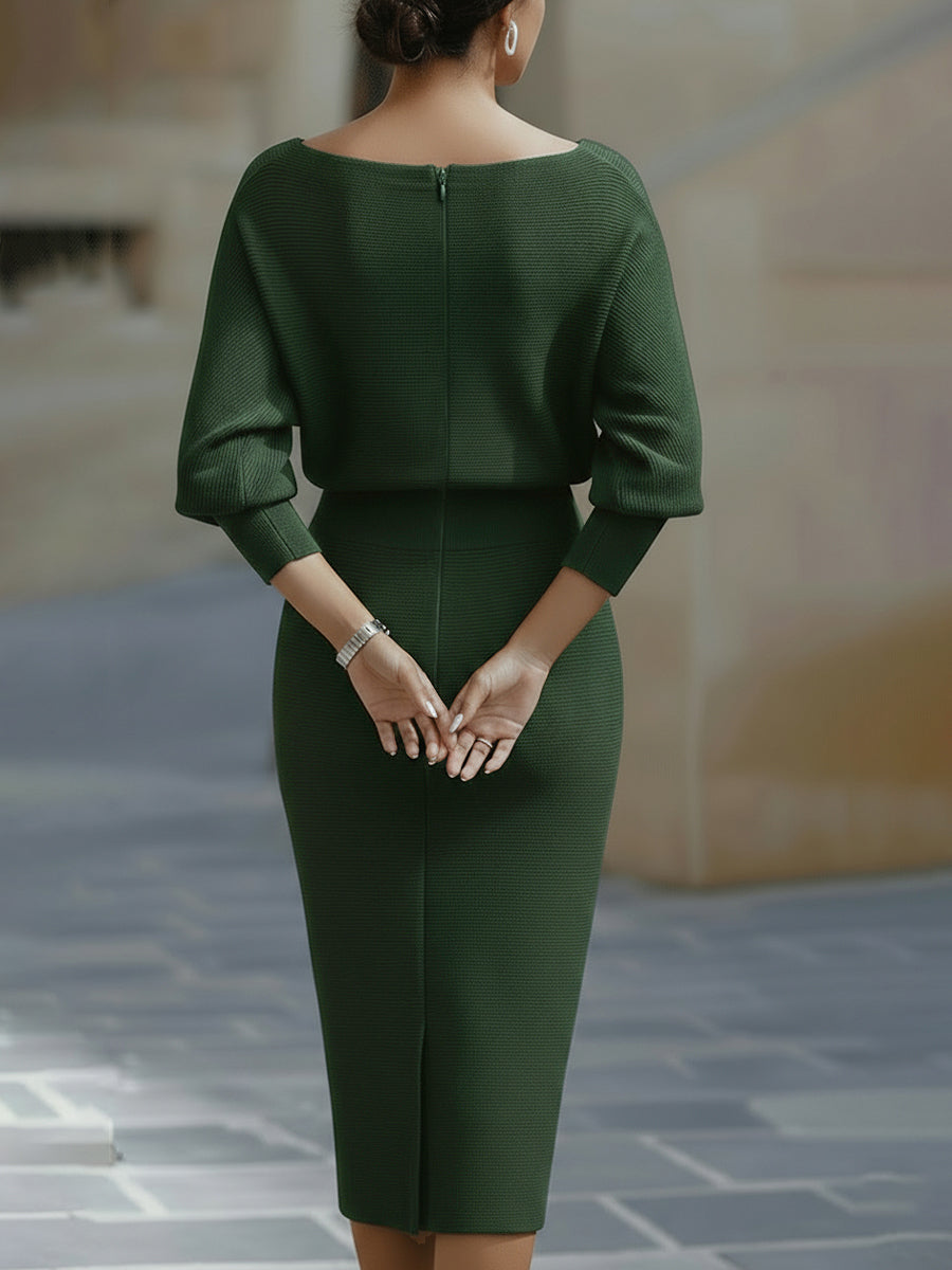 Jero™ | White Draped Batwing Midi Dress