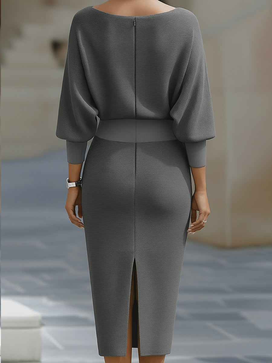 Jero™ | White Draped Batwing Midi Dress