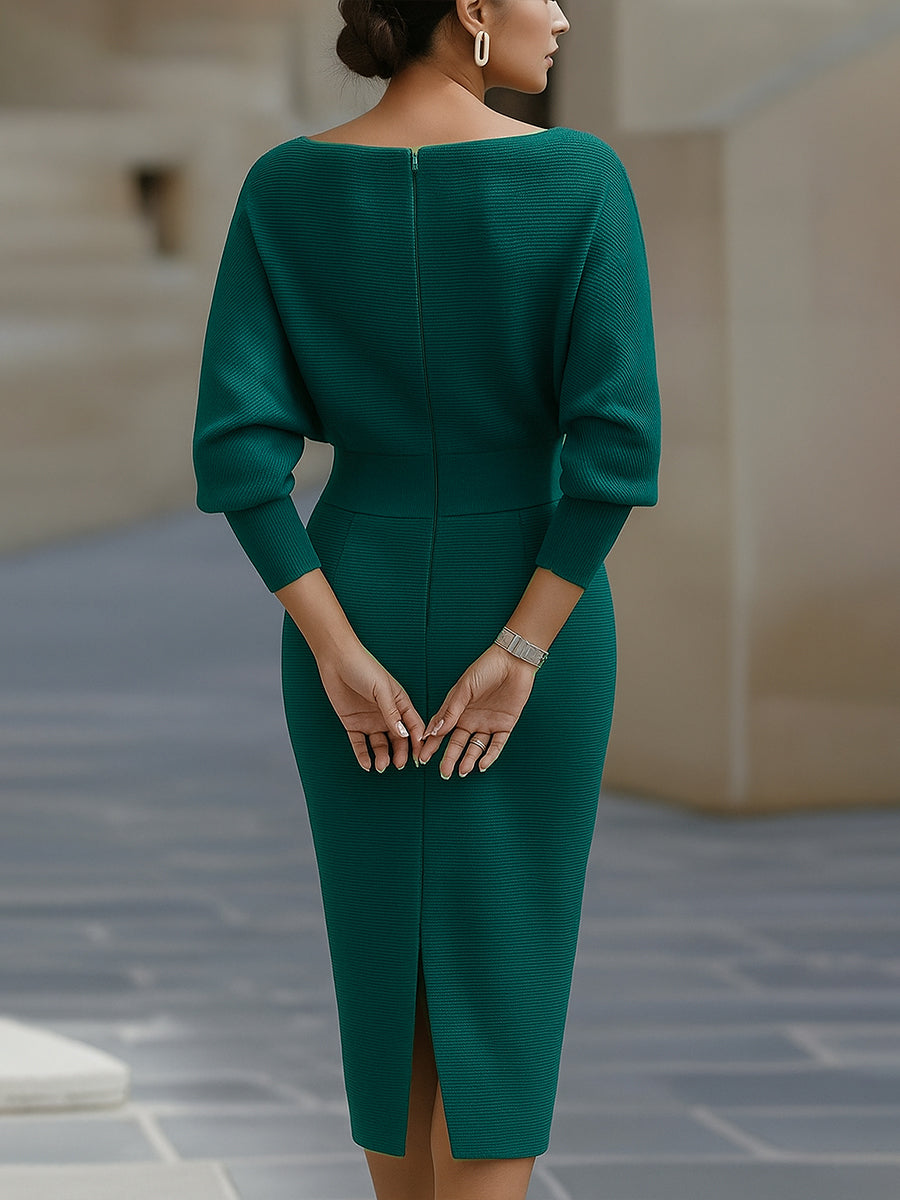 Jero™ | White Draped Batwing Midi Dress